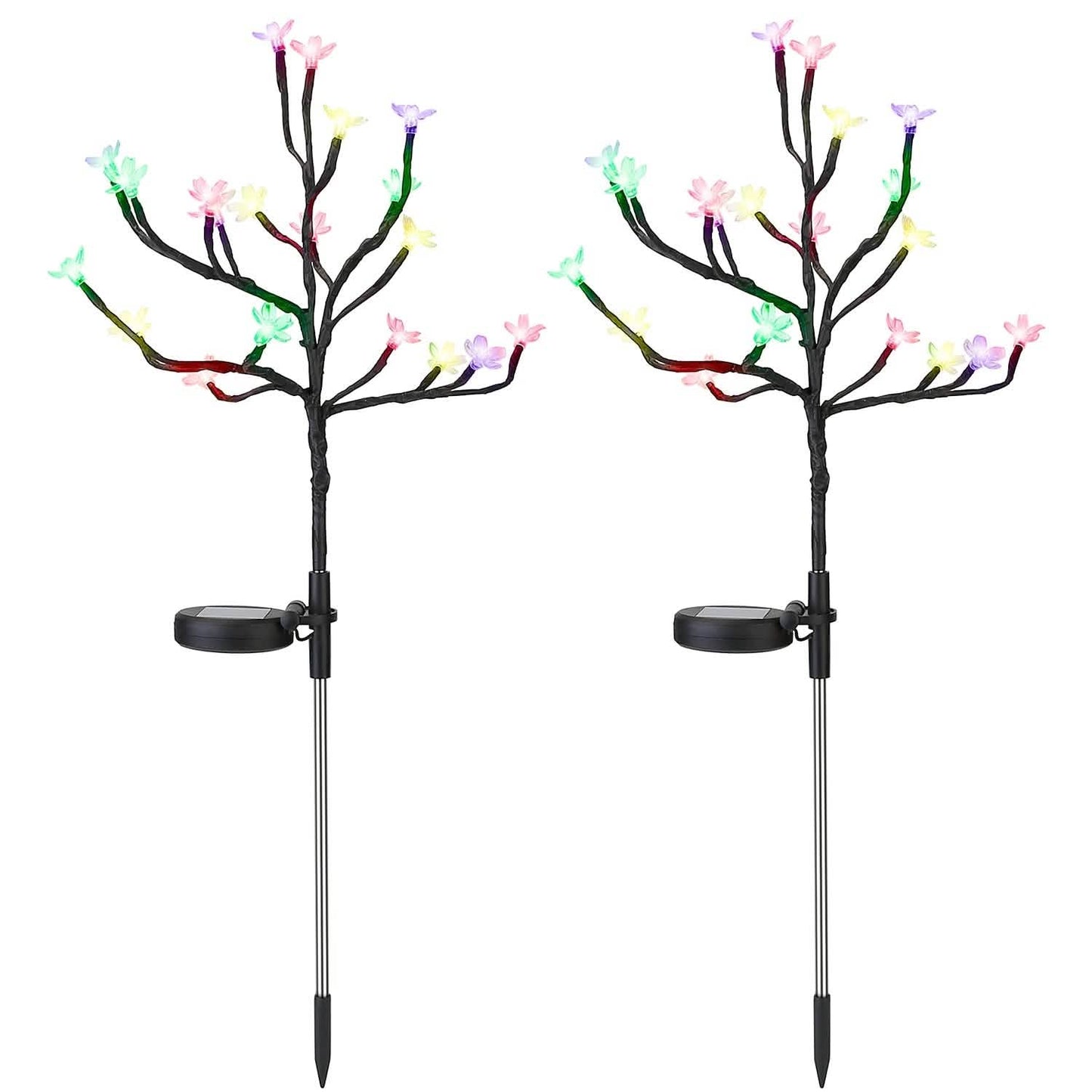 2-Piece: Outdoor Solar Light Cherry Blossom Flower Landscape Light Outdoor Lighting - Tophatter Daily Deals
