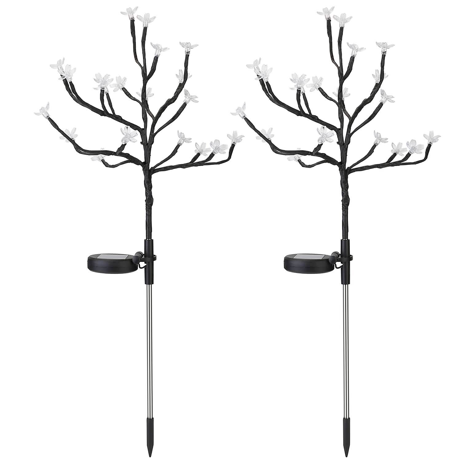 2-Piece: Outdoor Solar Light Cherry Blossom Flower Landscape Light Outdoor Lighting - Tophatter Daily Deals
