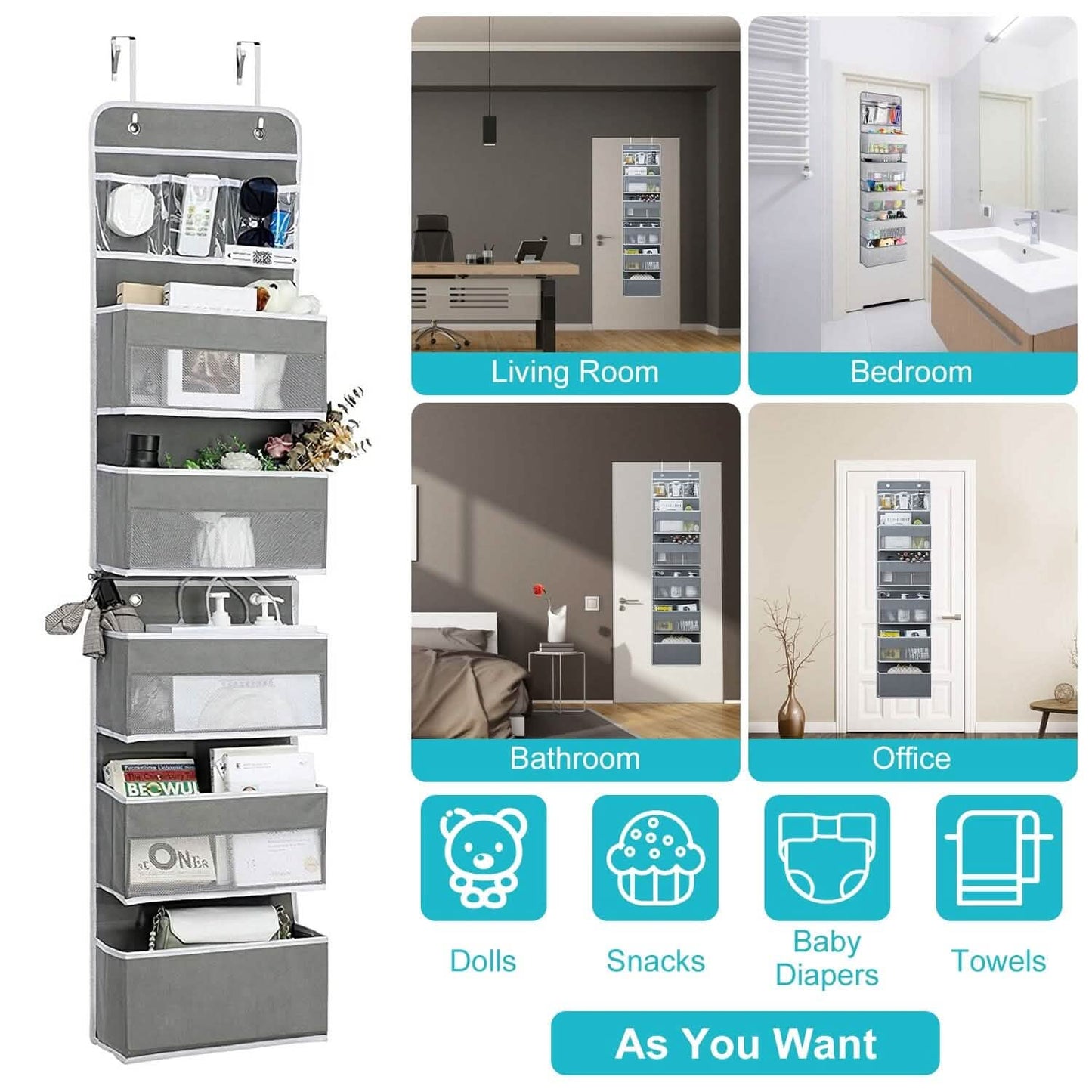 2-Piece: Over the Door Organizer 6-Tier Hanging Basket Storage & Organization - Tophatter Daily Deals