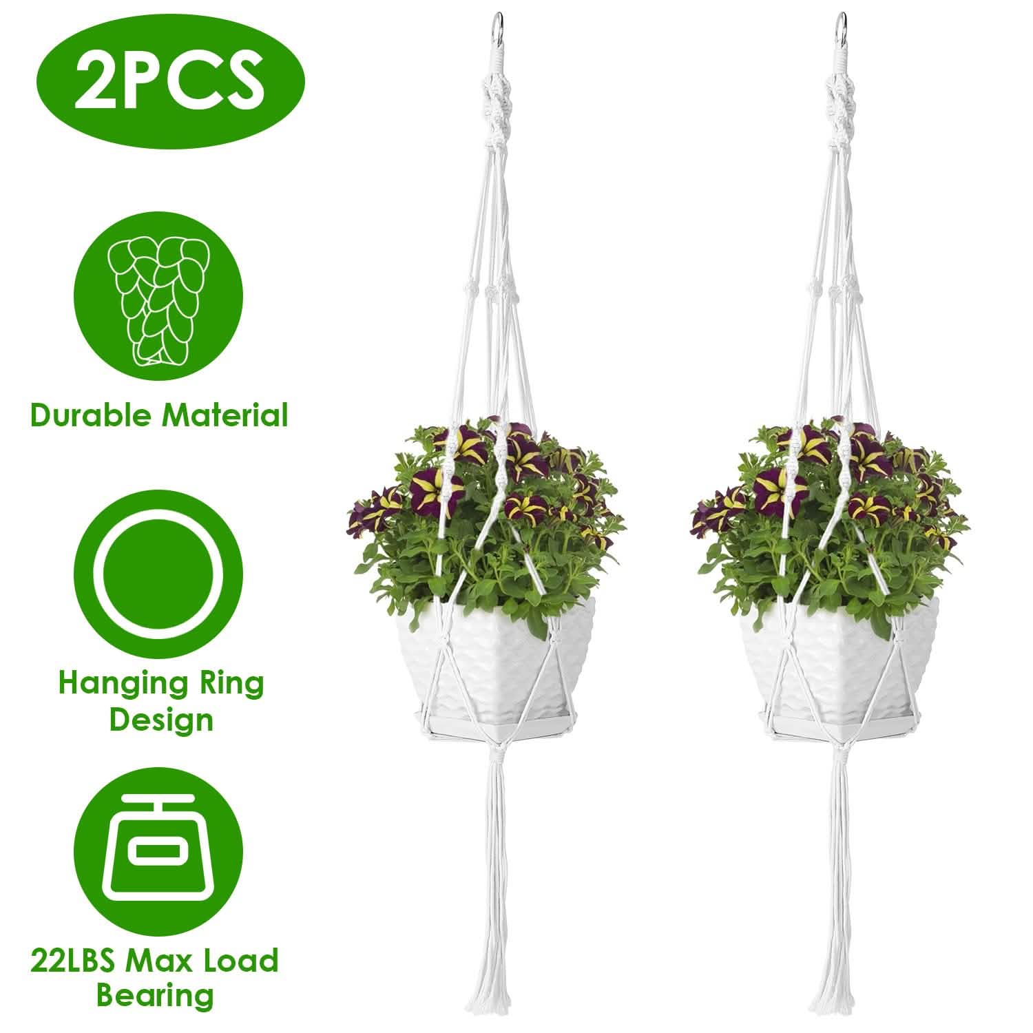2-Piece: Plant Hanger Flowerpot Net Bag Garden & Patio - Tophatter Daily Deals
