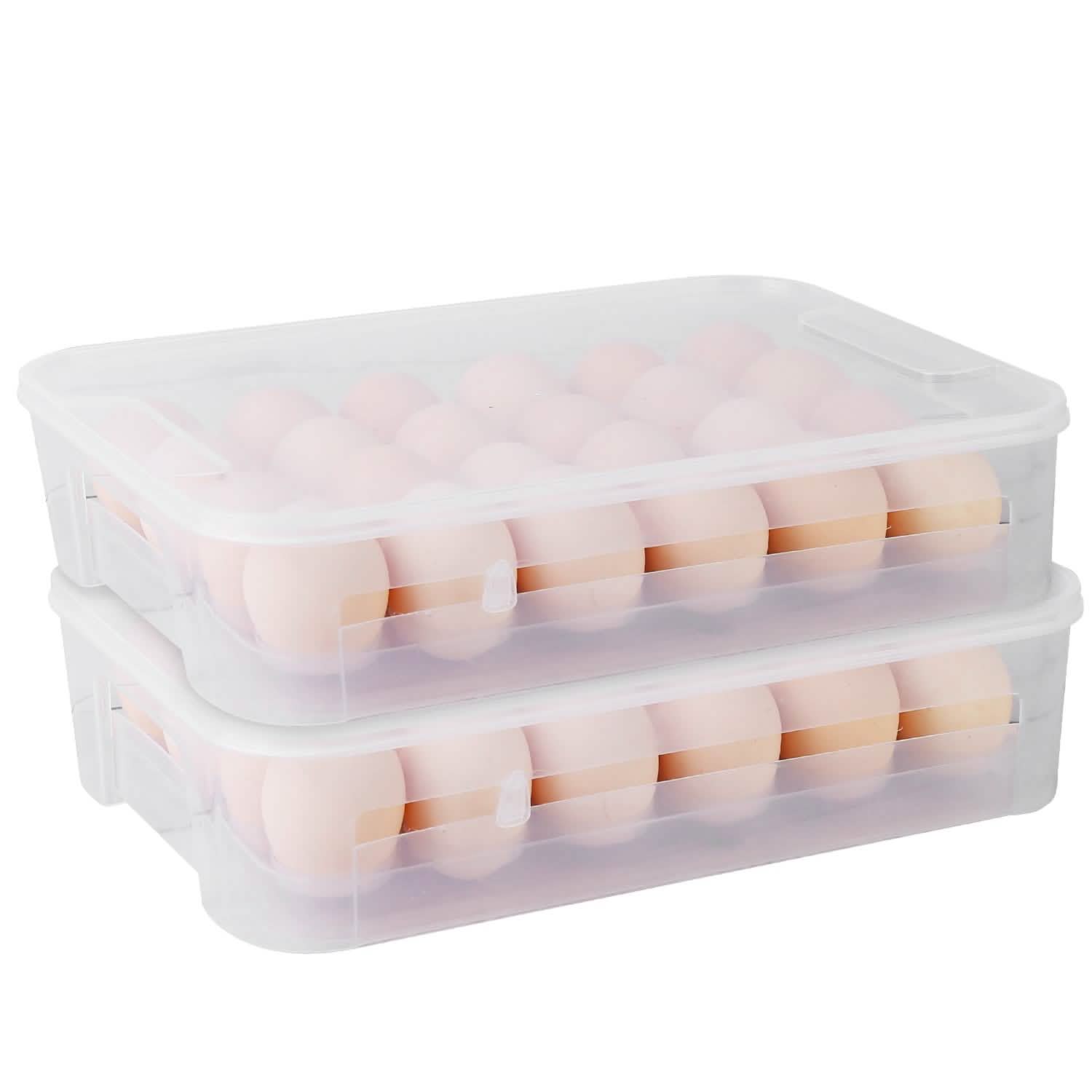2-Piece: Plastic Egg Holder Stackable Egg Storage Box Kitchen Storage - Tophatter Daily Deals