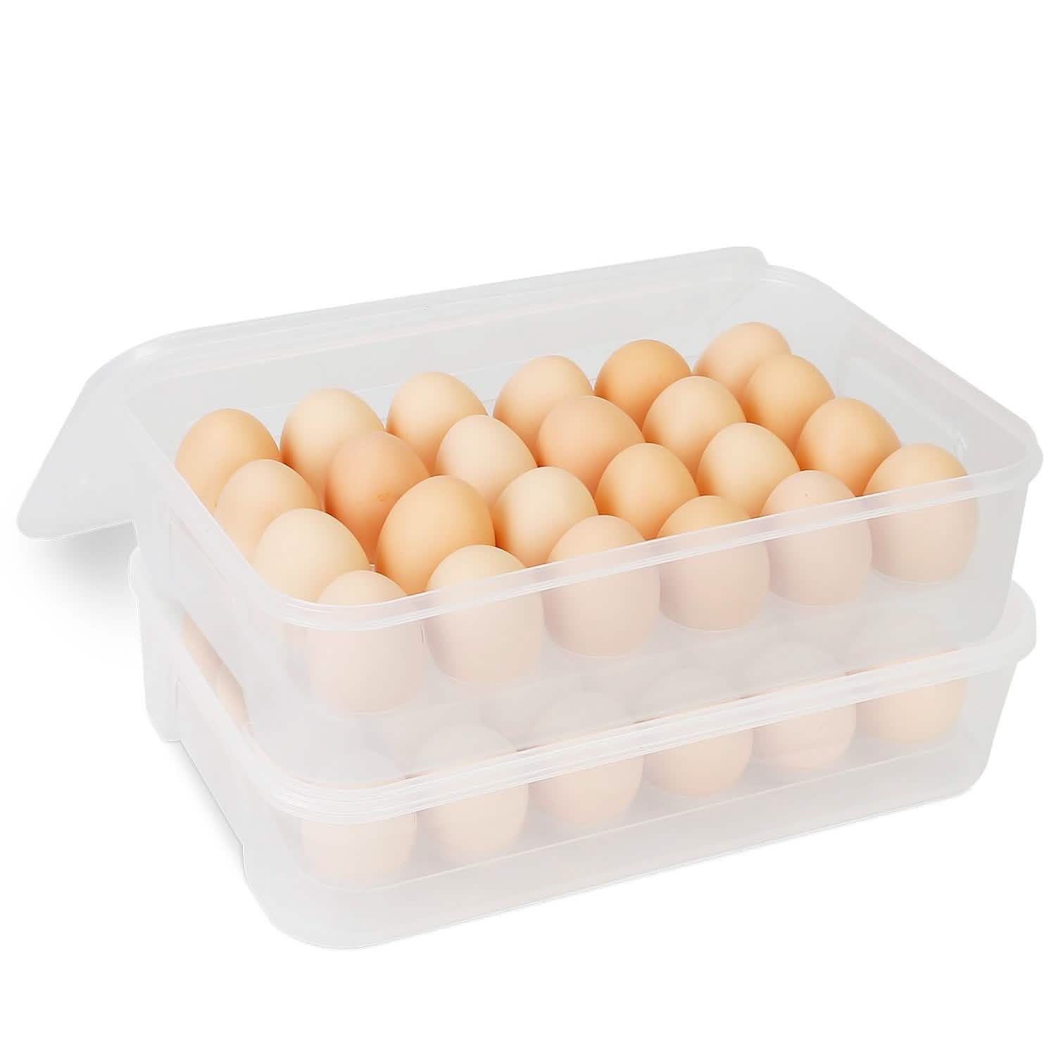 2-Piece: Plastic Egg Holder Stackable Egg Storage Box Kitchen Storage - Tophatter Daily Deals