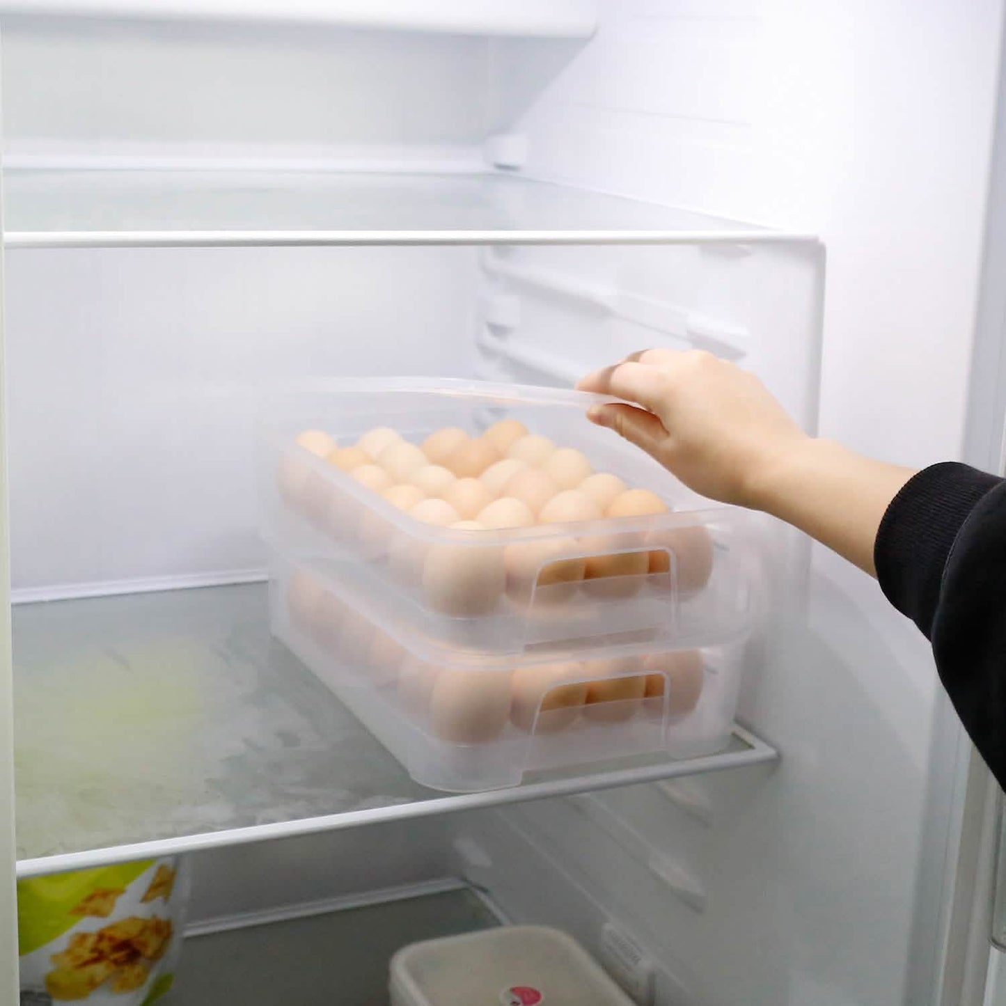 2-Piece: Plastic Egg Holder Stackable Egg Storage Box Kitchen Storage - Tophatter Daily Deals