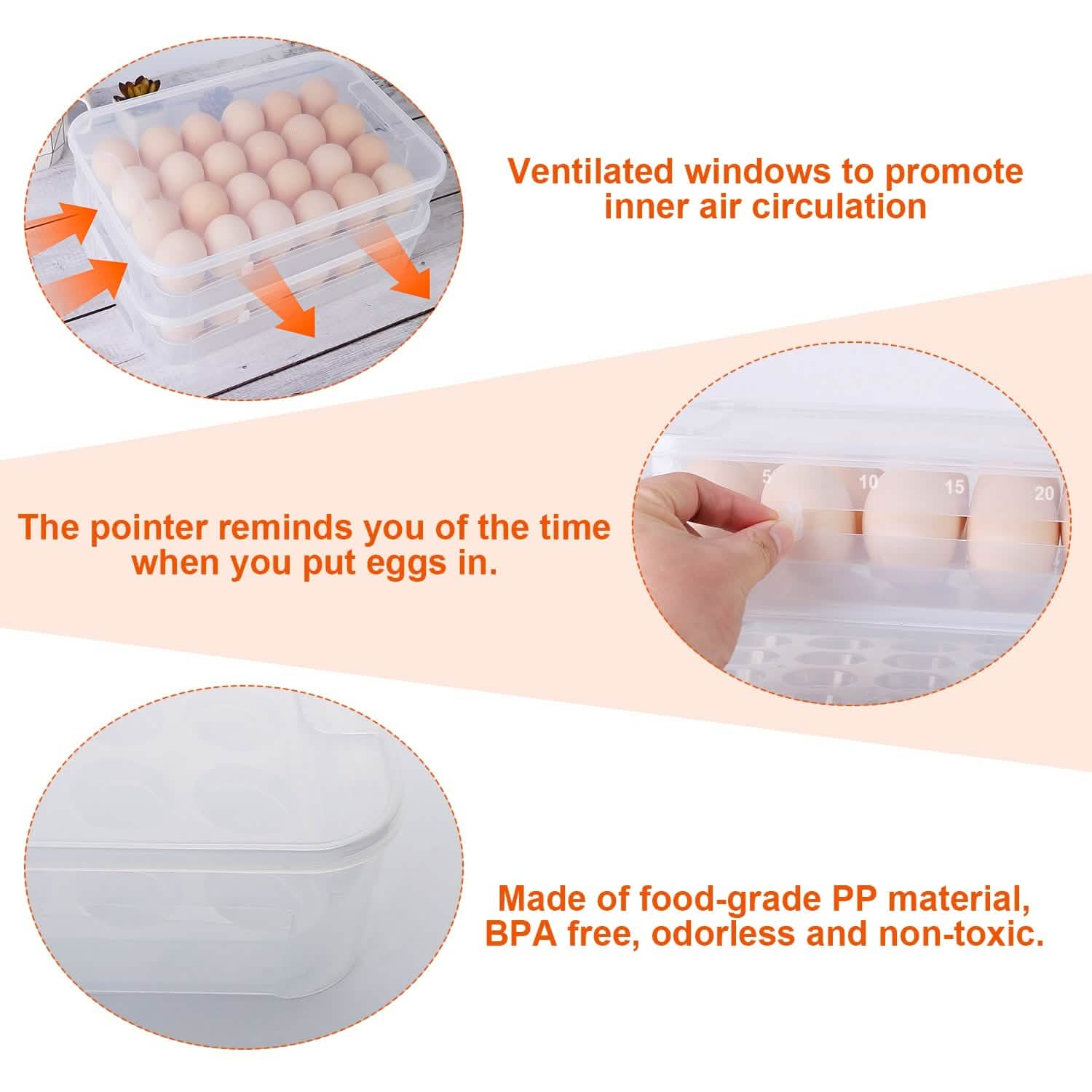2-Piece: Plastic Egg Holder Stackable Egg Storage Box Kitchen Storage - Tophatter Daily Deals
