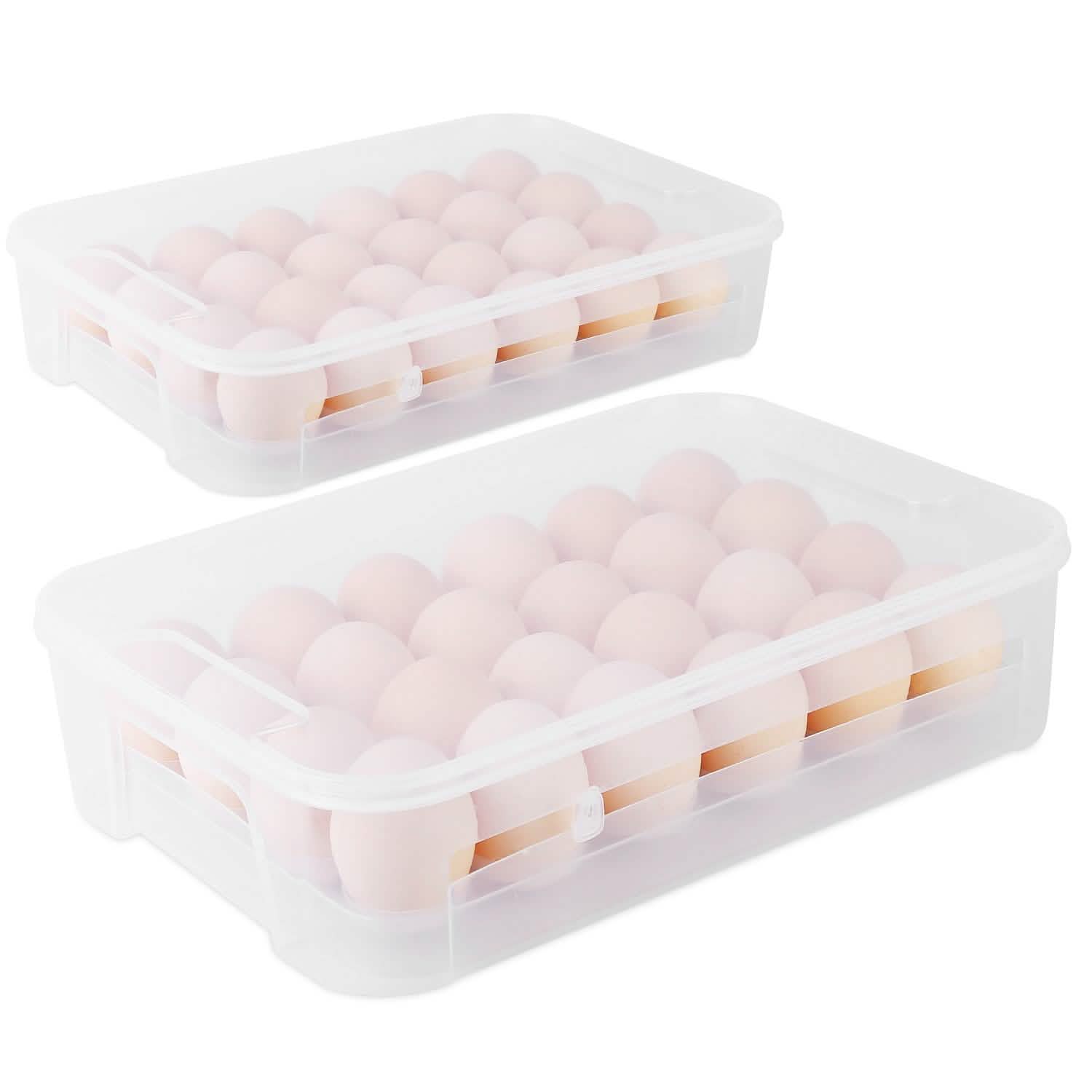 2-Piece: Plastic Egg Holder Stackable Egg Storage Box Kitchen Storage - Tophatter Daily Deals