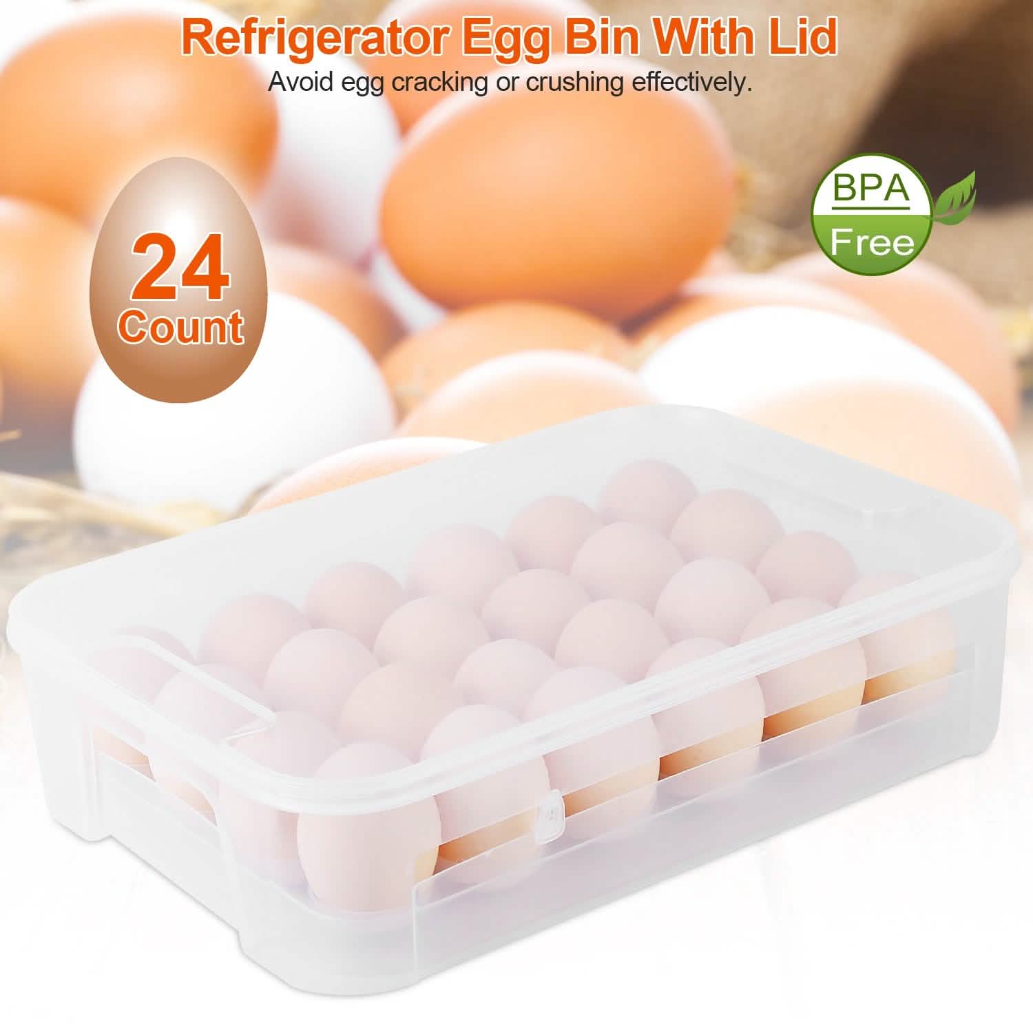 2-Piece: Plastic Egg Holder Stackable Egg Storage Box Kitchen Storage - Tophatter Daily Deals