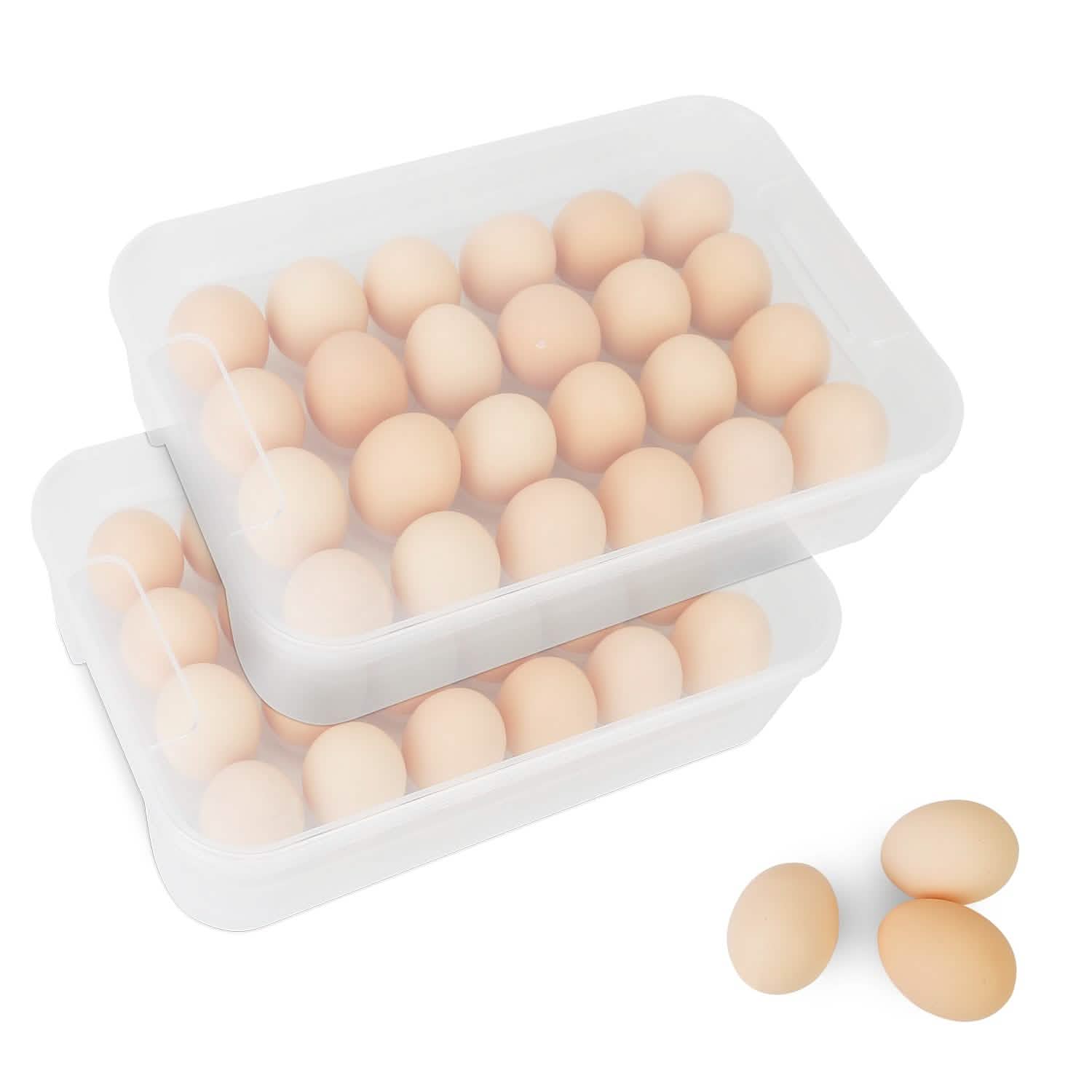 2-Piece: Plastic Egg Holder Stackable Egg Storage Box Kitchen Storage - Tophatter Daily Deals