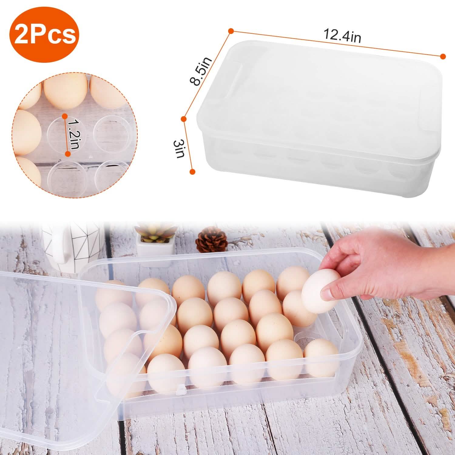 2-Piece: Plastic Egg Holder Stackable Egg Storage Box Kitchen Storage - Tophatter Daily Deals
