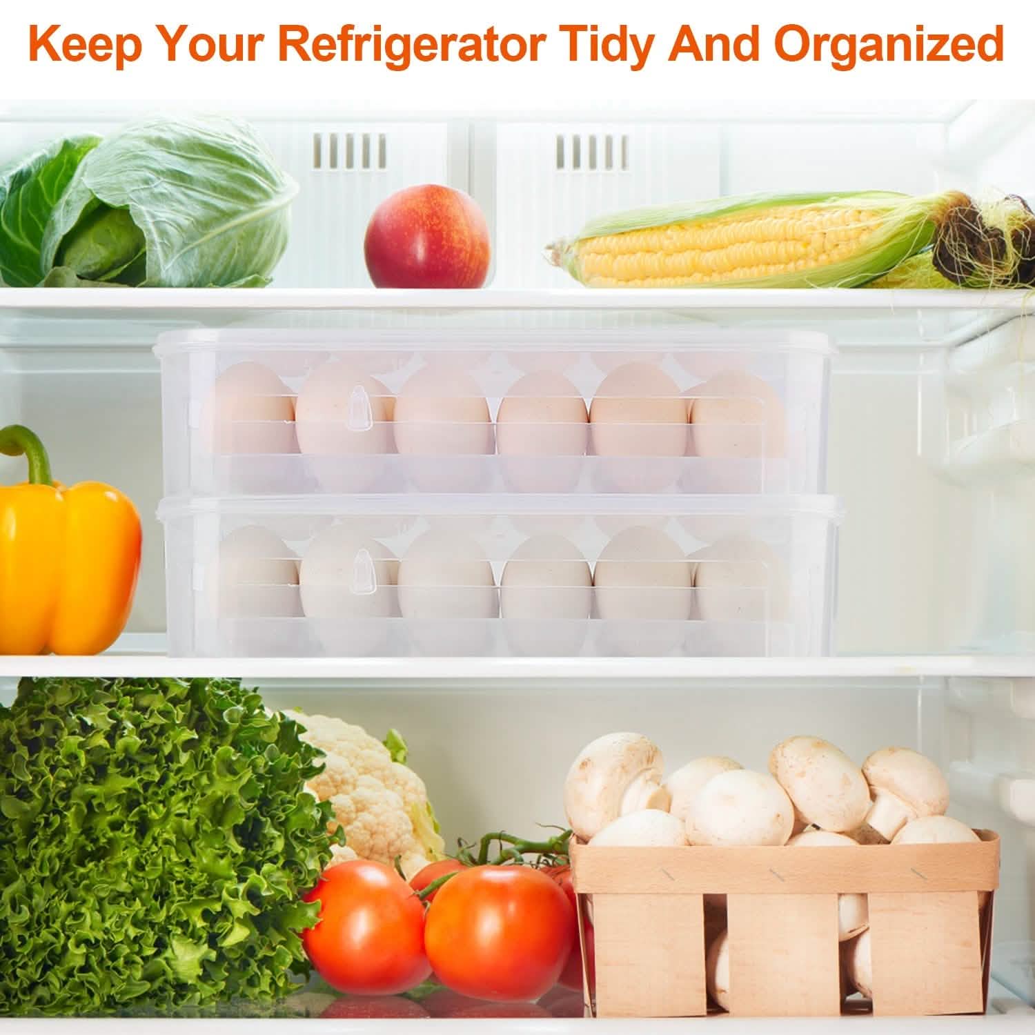 2-Piece: Plastic Egg Holder Stackable Egg Storage Box Kitchen Storage - Tophatter Daily Deals