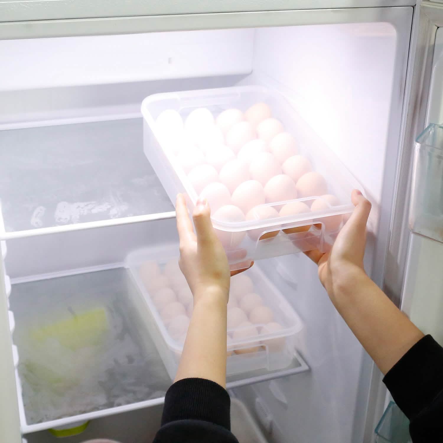 2-Piece: Plastic Egg Holder Stackable Egg Storage Box Kitchen Storage - Tophatter Daily Deals