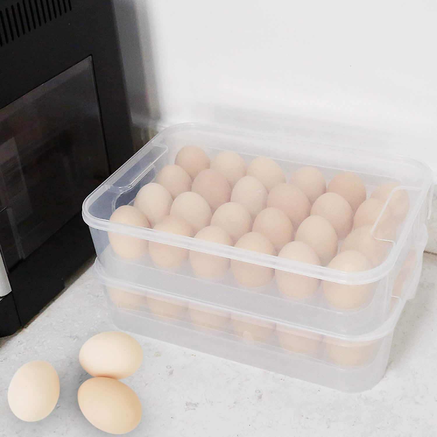 2-Piece: Plastic Egg Holder Stackable Egg Storage Box Kitchen Storage - Tophatter Daily Deals