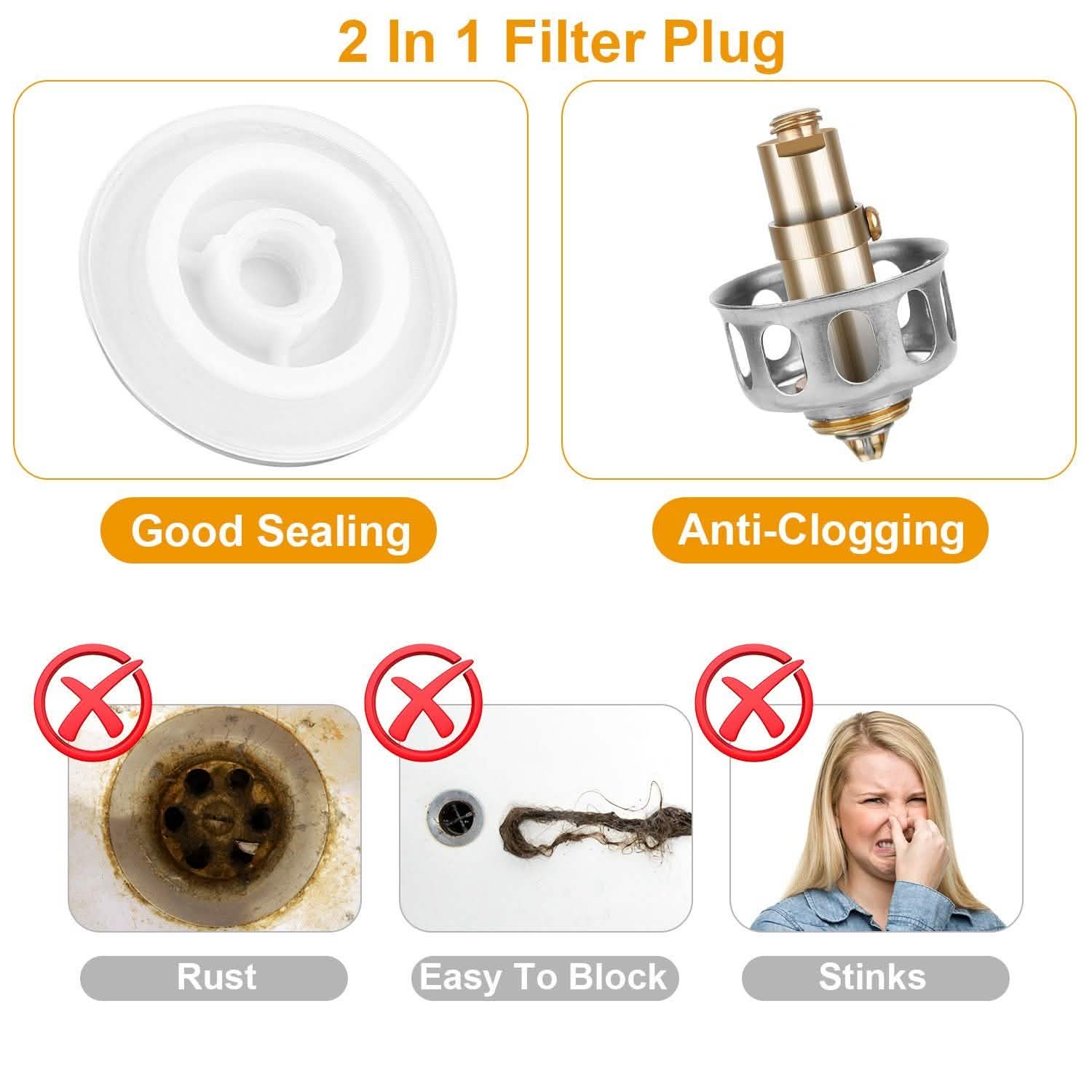 2-Piece: Pop Up Sink Drain Plugs Home Improvement - Tophatter Daily Deals