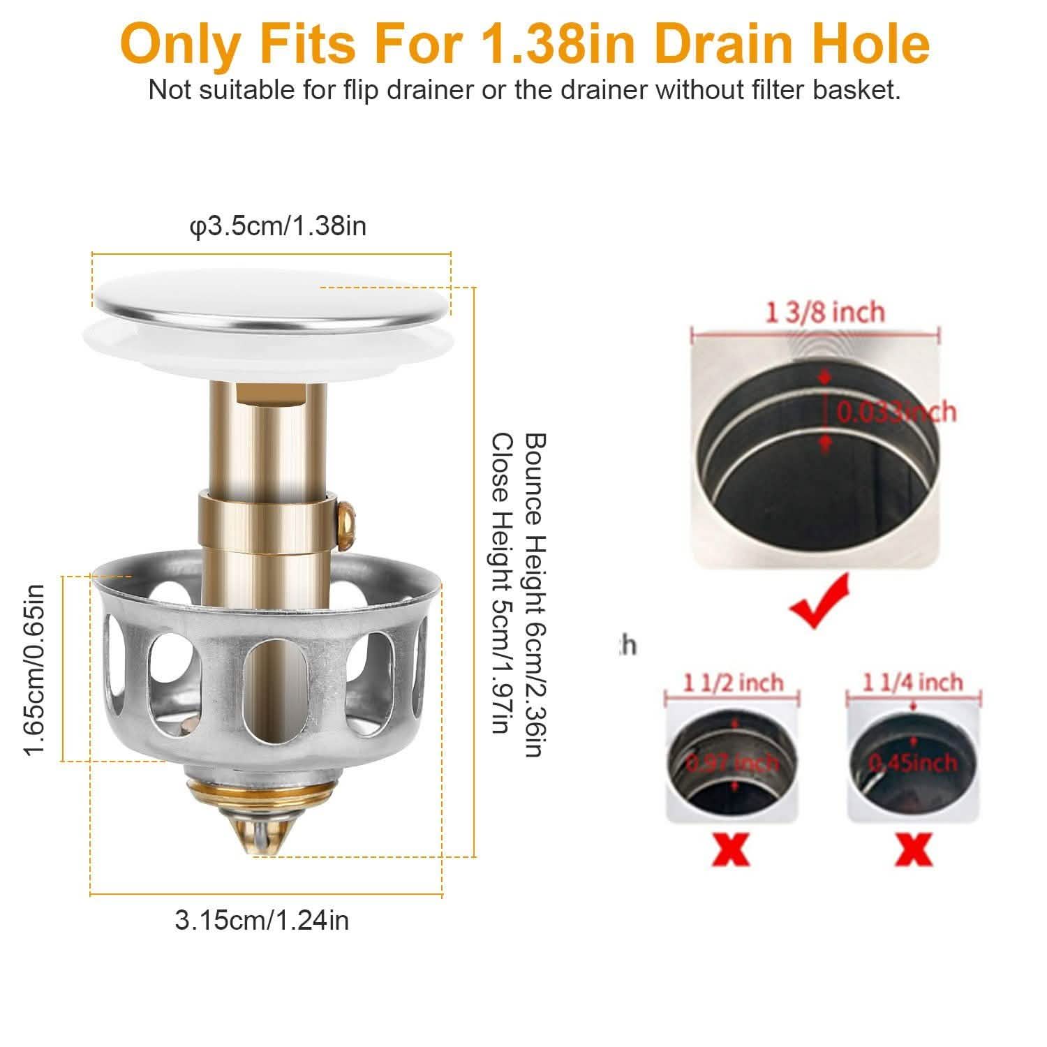 2-Piece: Pop Up Sink Drain Plugs Home Improvement - Tophatter Daily Deals
