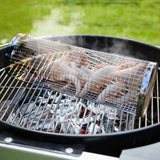 2-Piece: Portable BBQ Rolling Basket Round Stainless Steel Grill Kitchen Tools & Gadgets - Tophatter Daily Deals