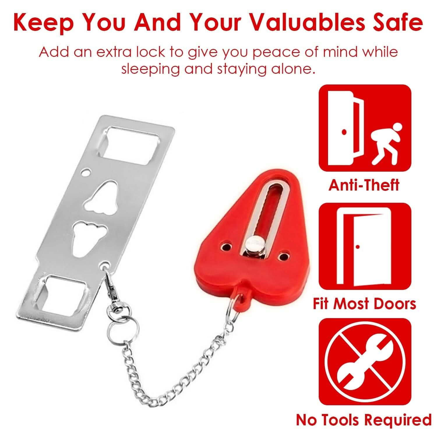 2-Piece: Portable Travel Door Lock Home Hotel Apartment Security Lock Everything Else - Tophatter Daily Deals