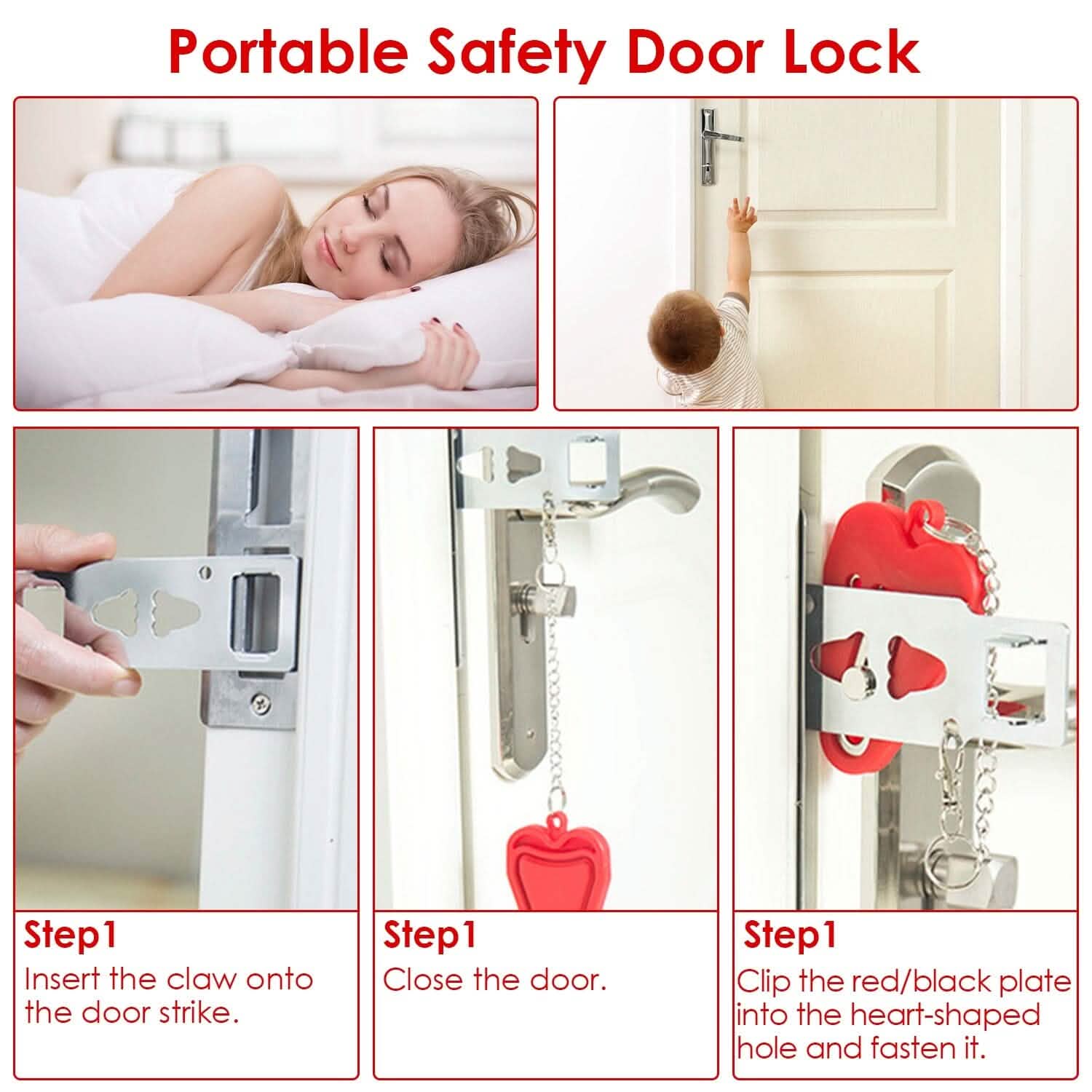 2-Piece: Portable Travel Door Lock Home Hotel Apartment Security Lock Everything Else - Tophatter Daily Deals