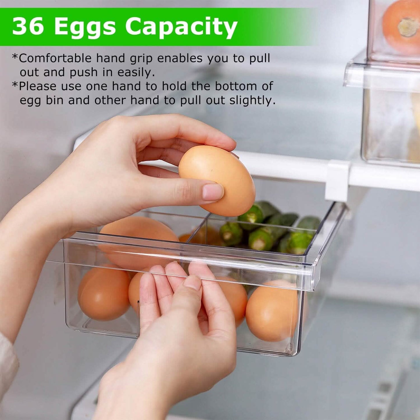 2-Piece: Refrigerator Egg Drawer 36 Egg Capacity Snap On Hanging Storage Tray Kitchen Storage - Tophatter Daily Deals