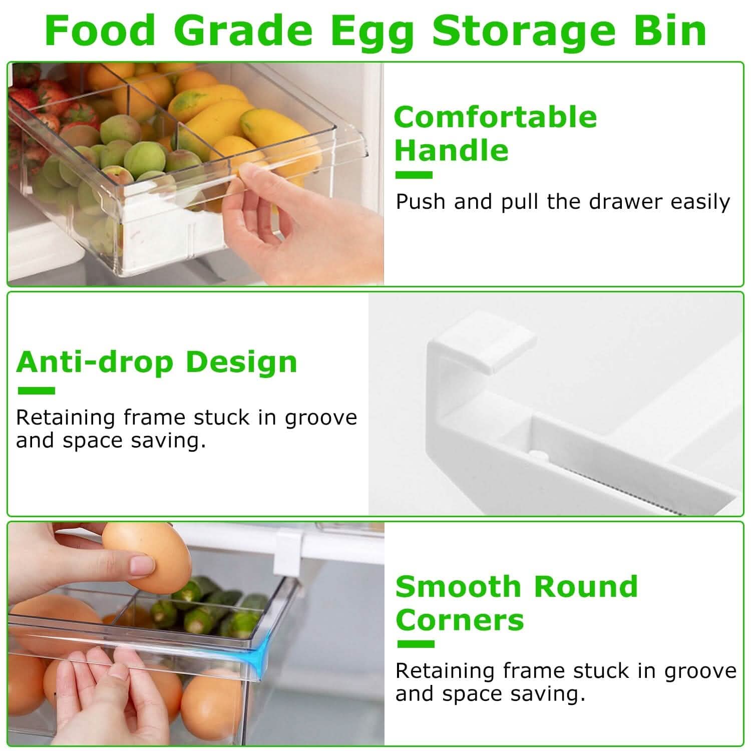 2-Piece: Refrigerator Egg Drawer 36 Egg Capacity Snap On Hanging Storage Tray Kitchen Storage - Tophatter Daily Deals