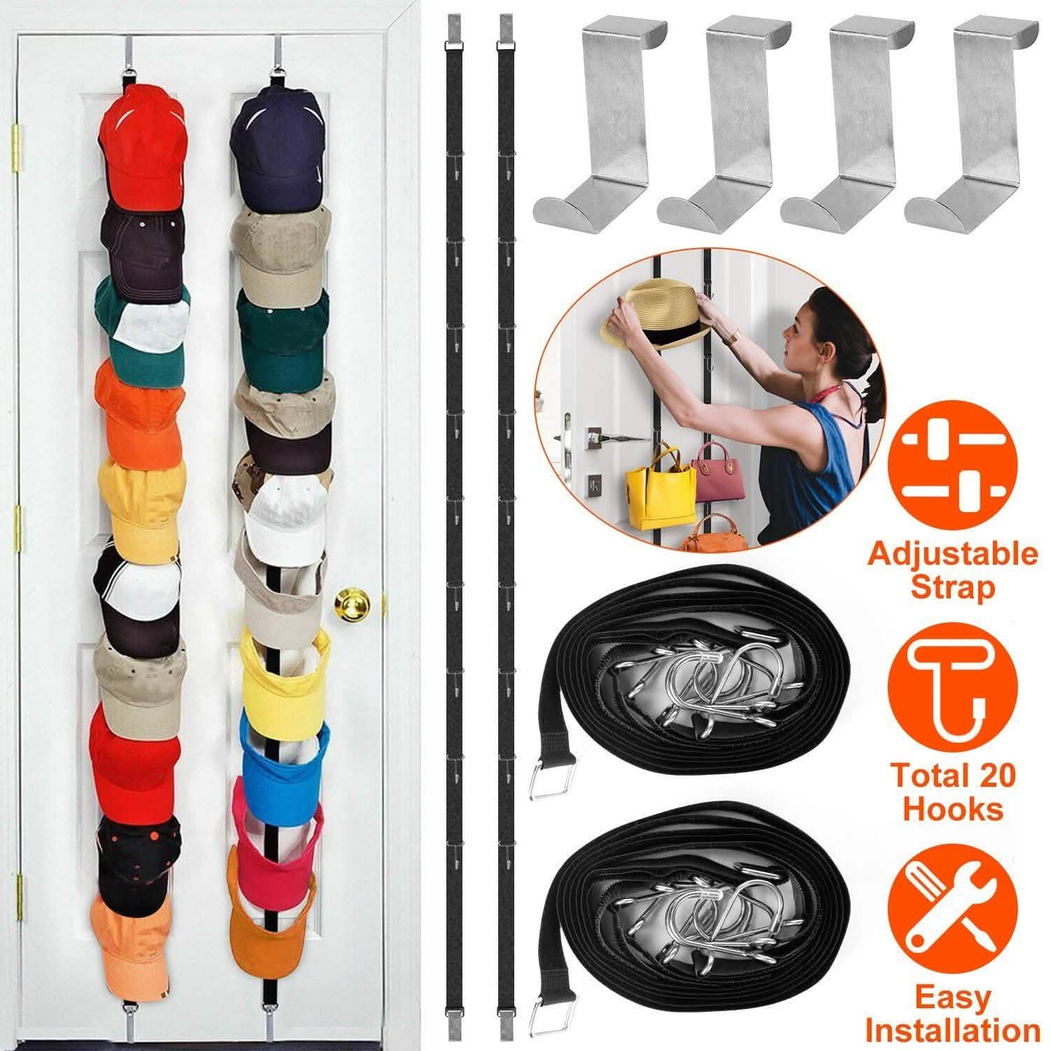 2-Piece Set: Cap Rack Holder Over the Door Storage & Organization - Tophatter Daily Deals