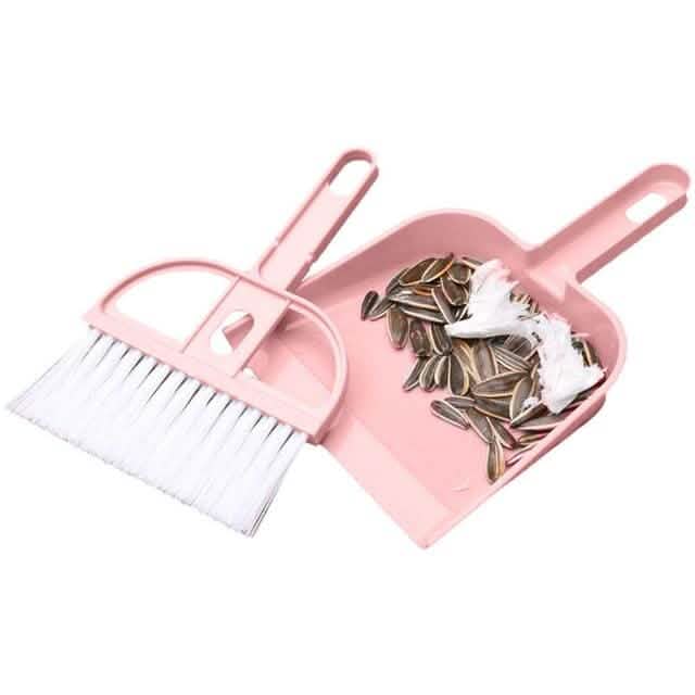 2-Piece Set: Mini Cleaning Dustpan And Brush Set Pink Household Appliances - Tophatter Daily Deals