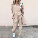 2-Piece Set: Women's Basic Tie Dye Sweatshirt Tracksuit Pants Sets Khaki Women's Loungewear - Tophatter Daily Deals