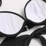 2-Piece Set: Women's Swimwear Bikini Push Up Open Back Solid Color Women's Swimwear - Tophatter Daily Deals
