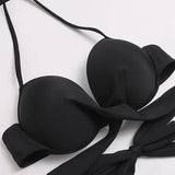 2-Piece Set: Women's Swimwear Bikini Push Up Open Back Solid Color Women's Swimwear - Tophatter Daily Deals