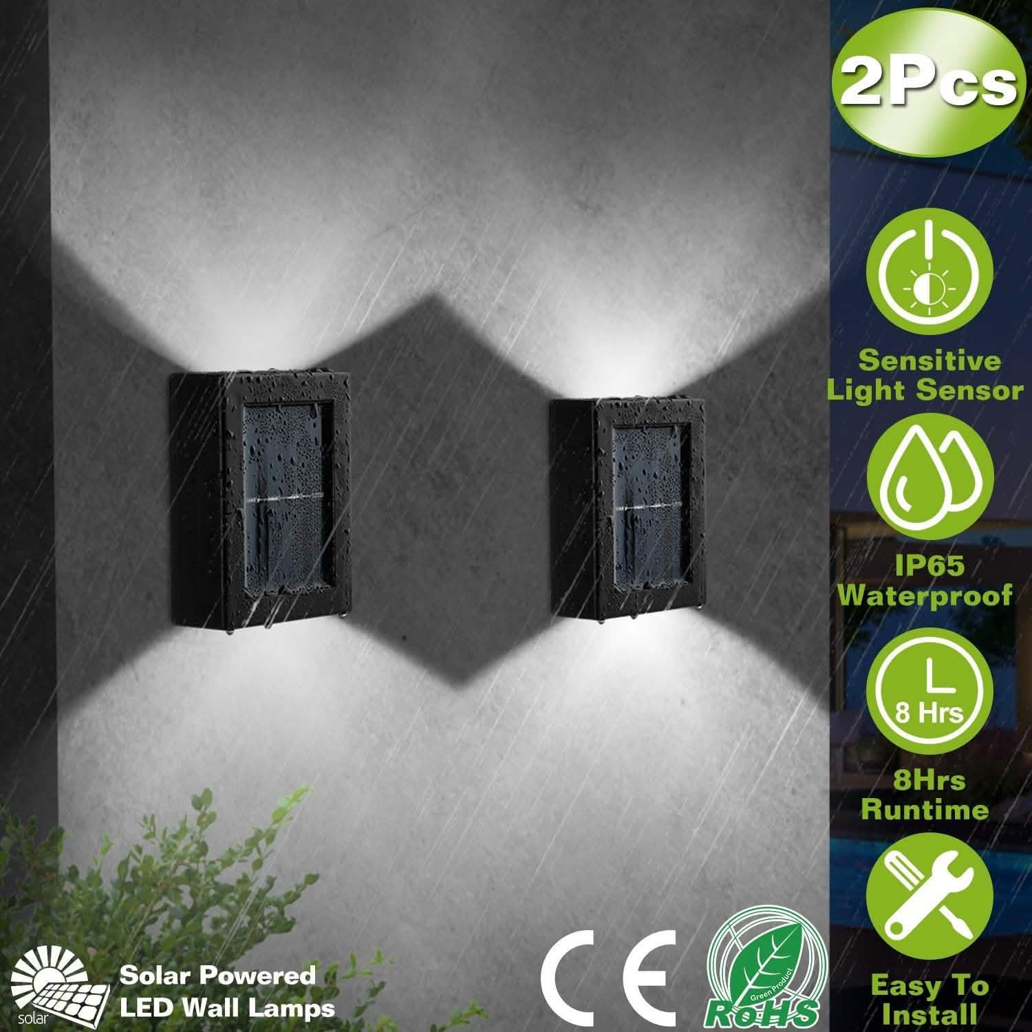 2-Piece: Solar Deck Outdoor Lights Outdoor Lighting - Tophatter Daily Deals