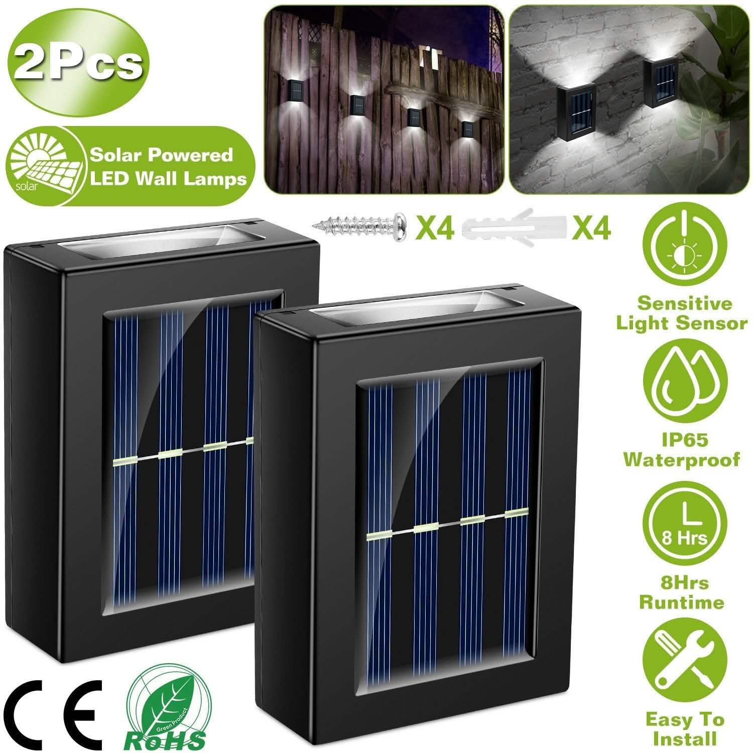 2-Piece: Solar Deck Outdoor Lights Outdoor Lighting - Tophatter Daily Deals