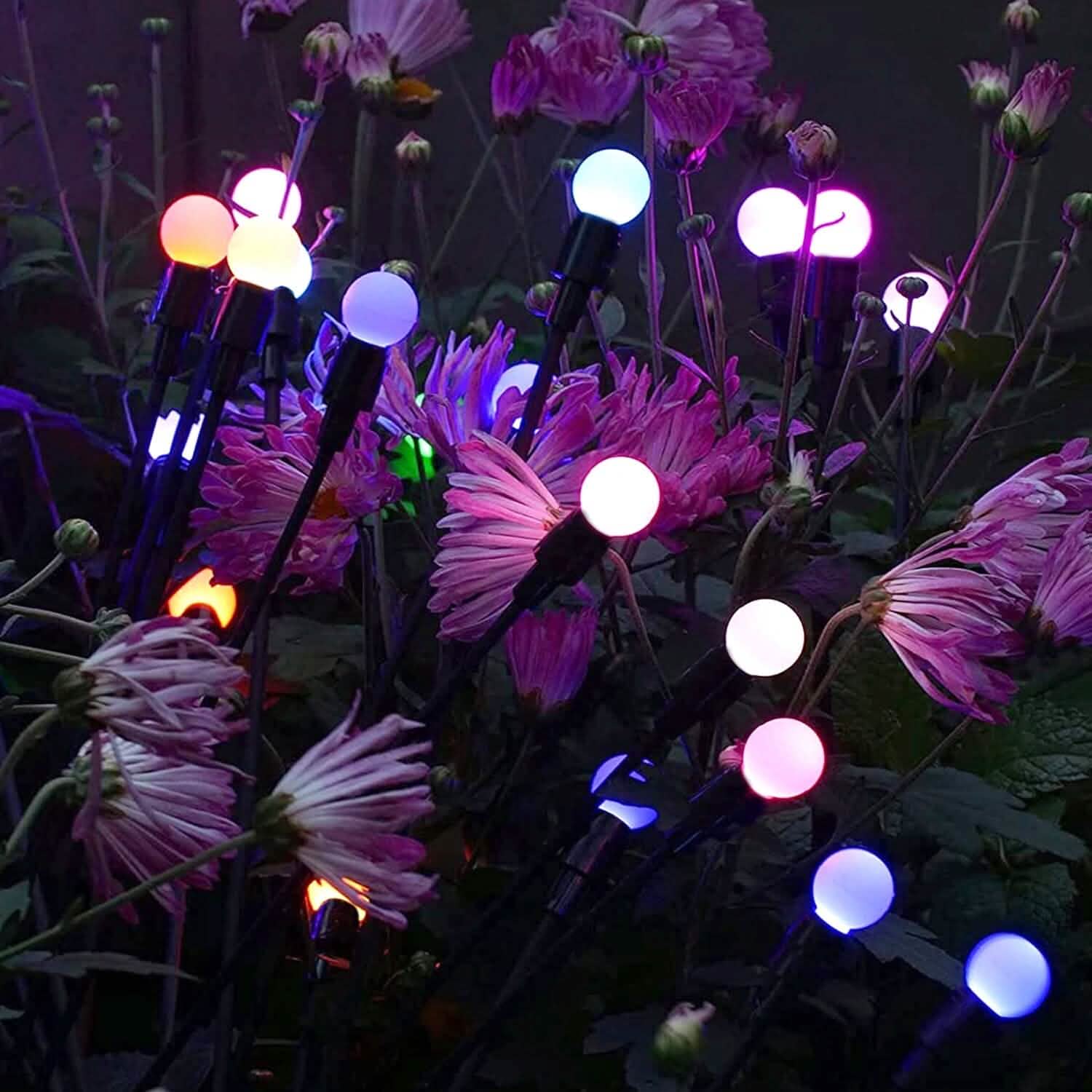 2-Piece: Solar Firefly Lights Swaying Decorative Pathway Lamp String & Fairy Lights - Tophatter Daily Deals