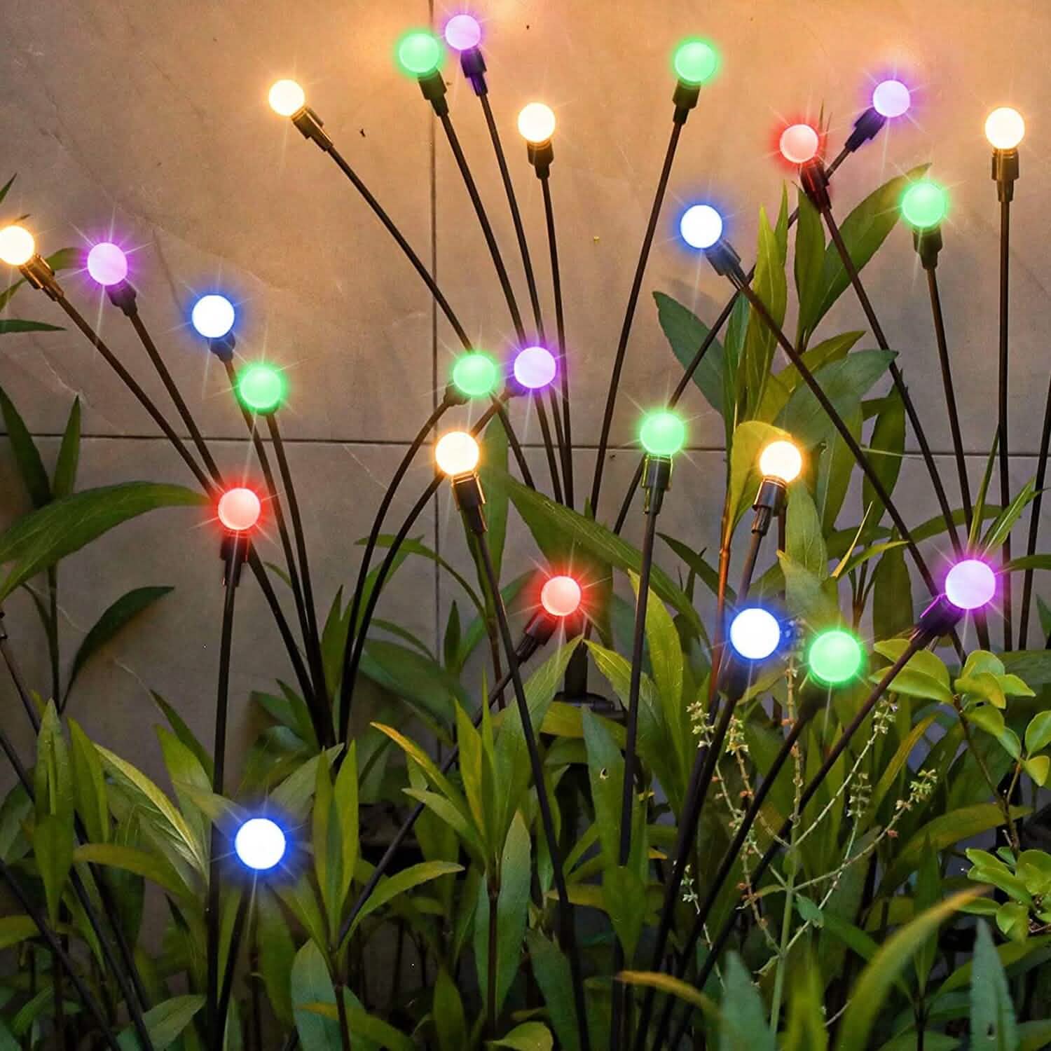 2-Piece: Solar Firefly Lights Swaying Decorative Pathway Lamp String & Fairy Lights - Tophatter Daily Deals