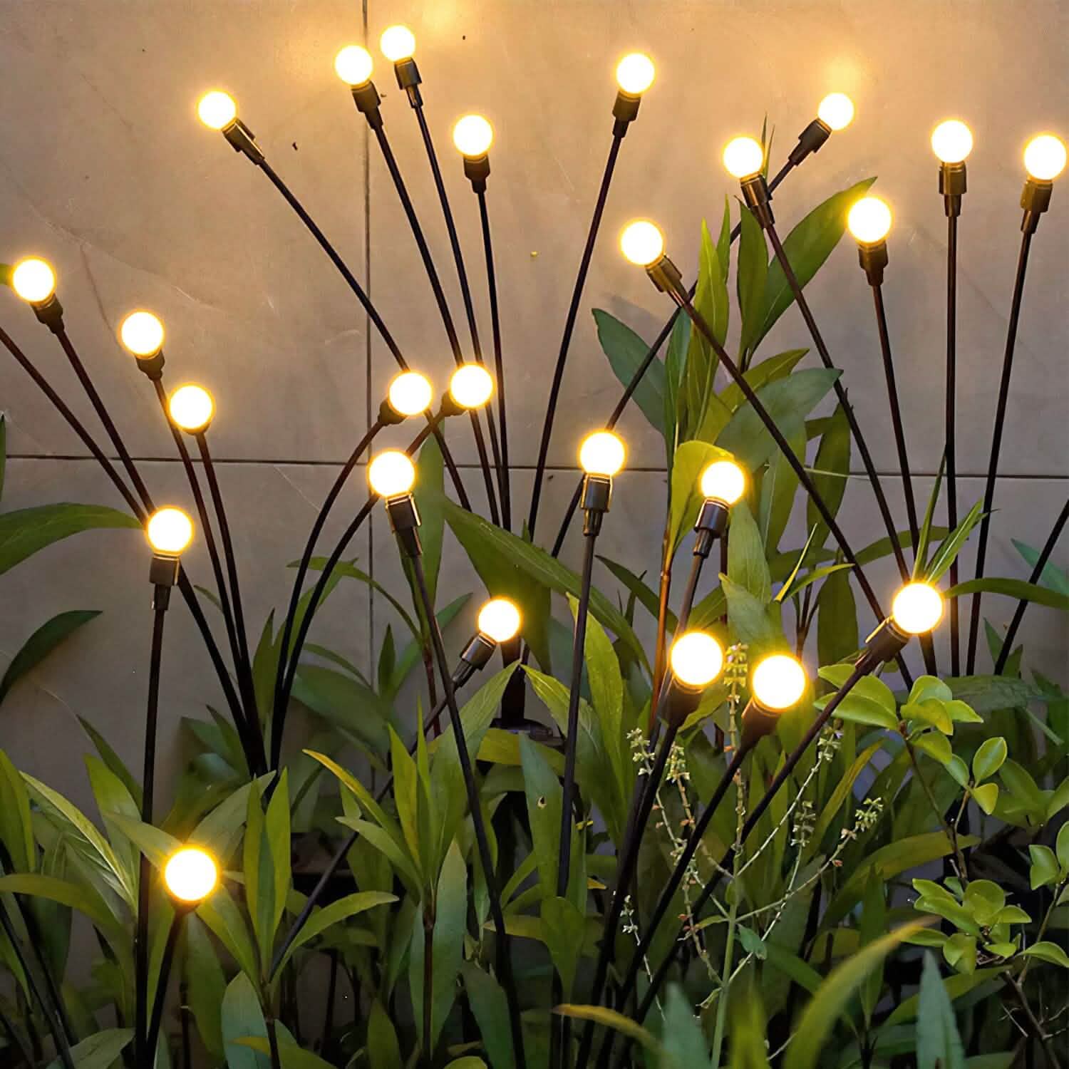 2-Piece: Solar Firefly Lights Swaying Decorative Pathway Lamp String & Fairy Lights - Tophatter Daily Deals
