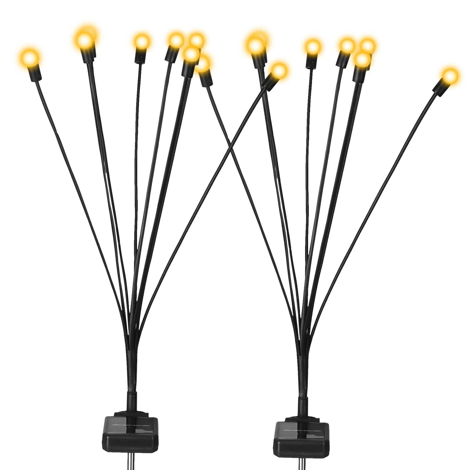 2-Piece: Solar Firefly Lights Swaying Decorative Pathway Lamp Warm White String & Fairy Lights - Tophatter Daily Deals