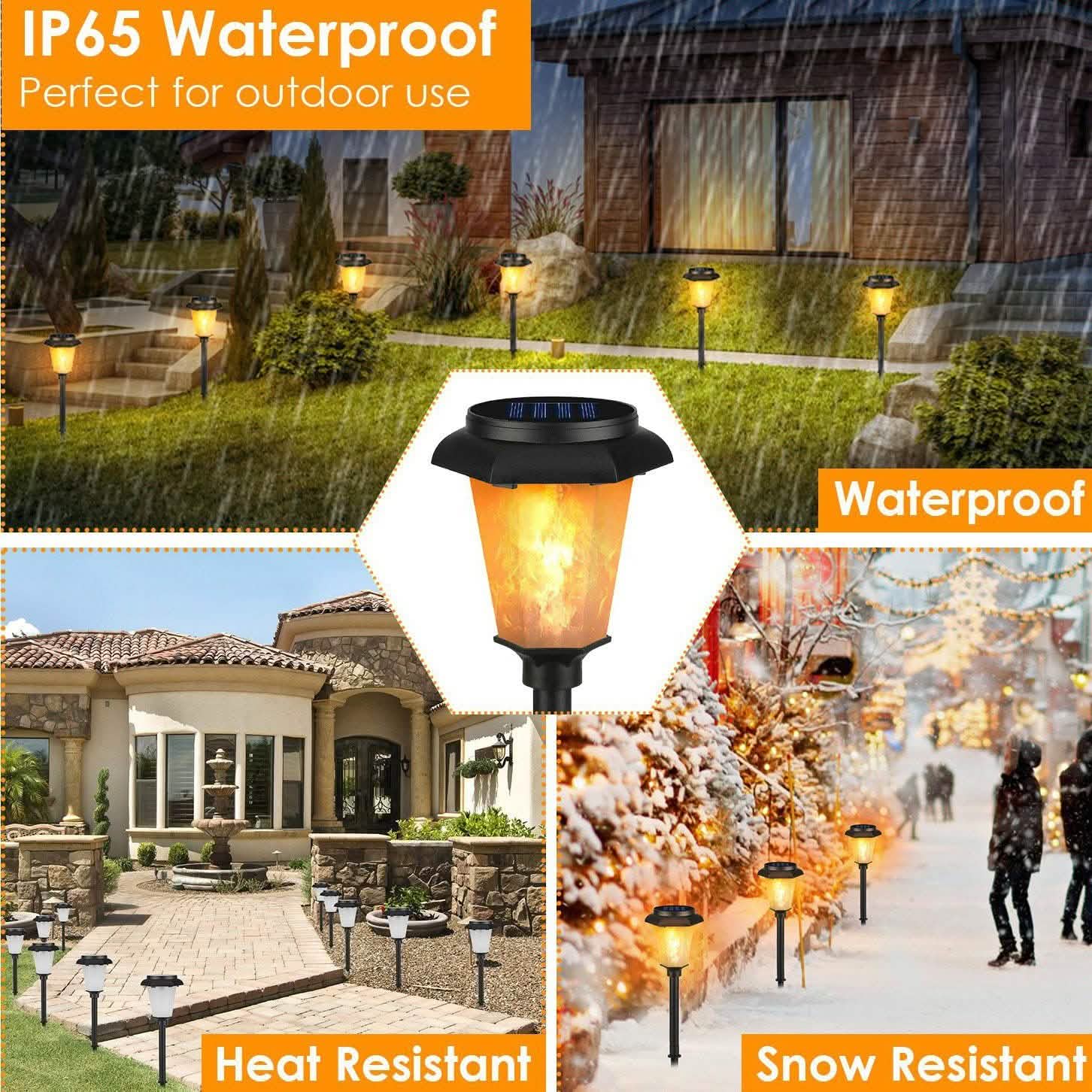 2-Piece: Solar Flame Torch Light Outdoor Lighting - Tophatter Daily Deals