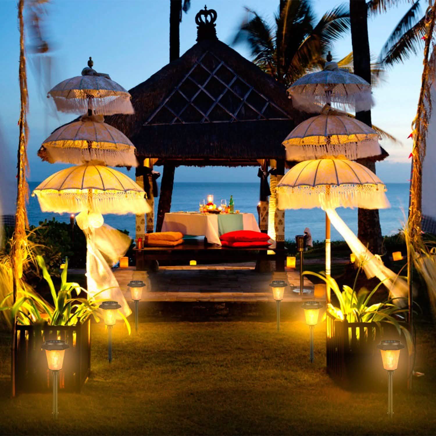 2-Piece: Solar Flame Torch Light Outdoor Lighting - Tophatter Daily Deals