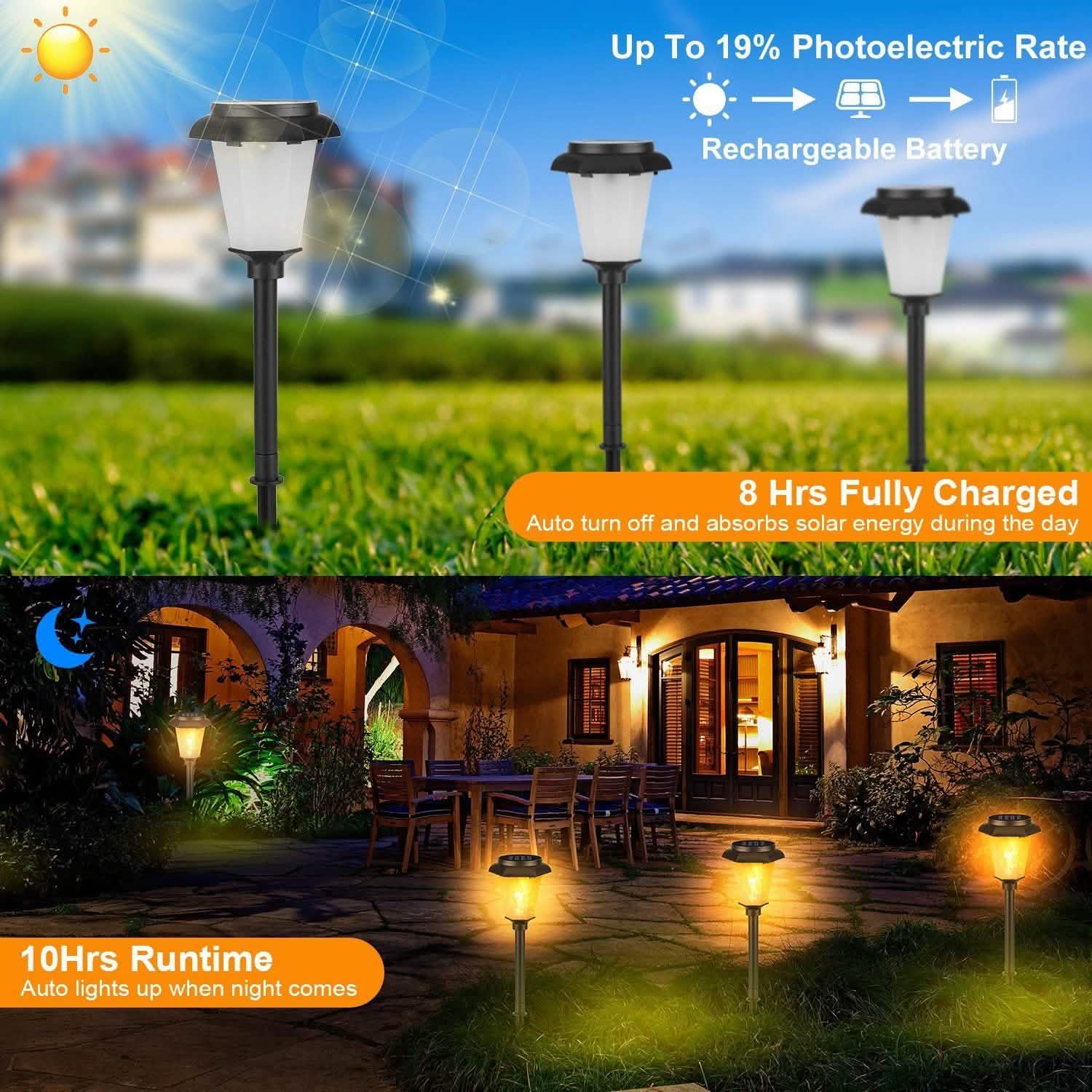 2-Piece: Solar Flame Torch Light Outdoor Lighting - Tophatter Daily Deals