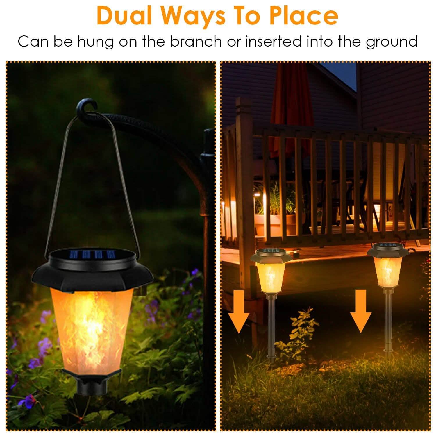 2-Piece: Solar Flame Torch Light Outdoor Lighting - Tophatter Daily Deals