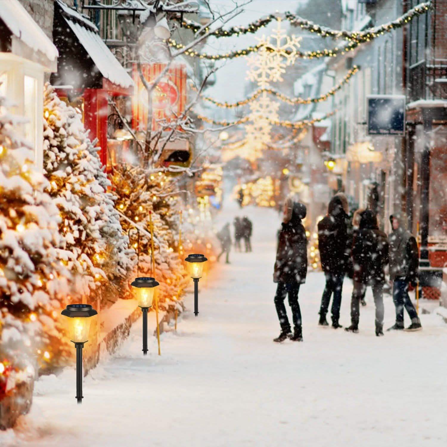 2-Piece: Solar Flame Torch Light Outdoor Lighting - Tophatter Daily Deals