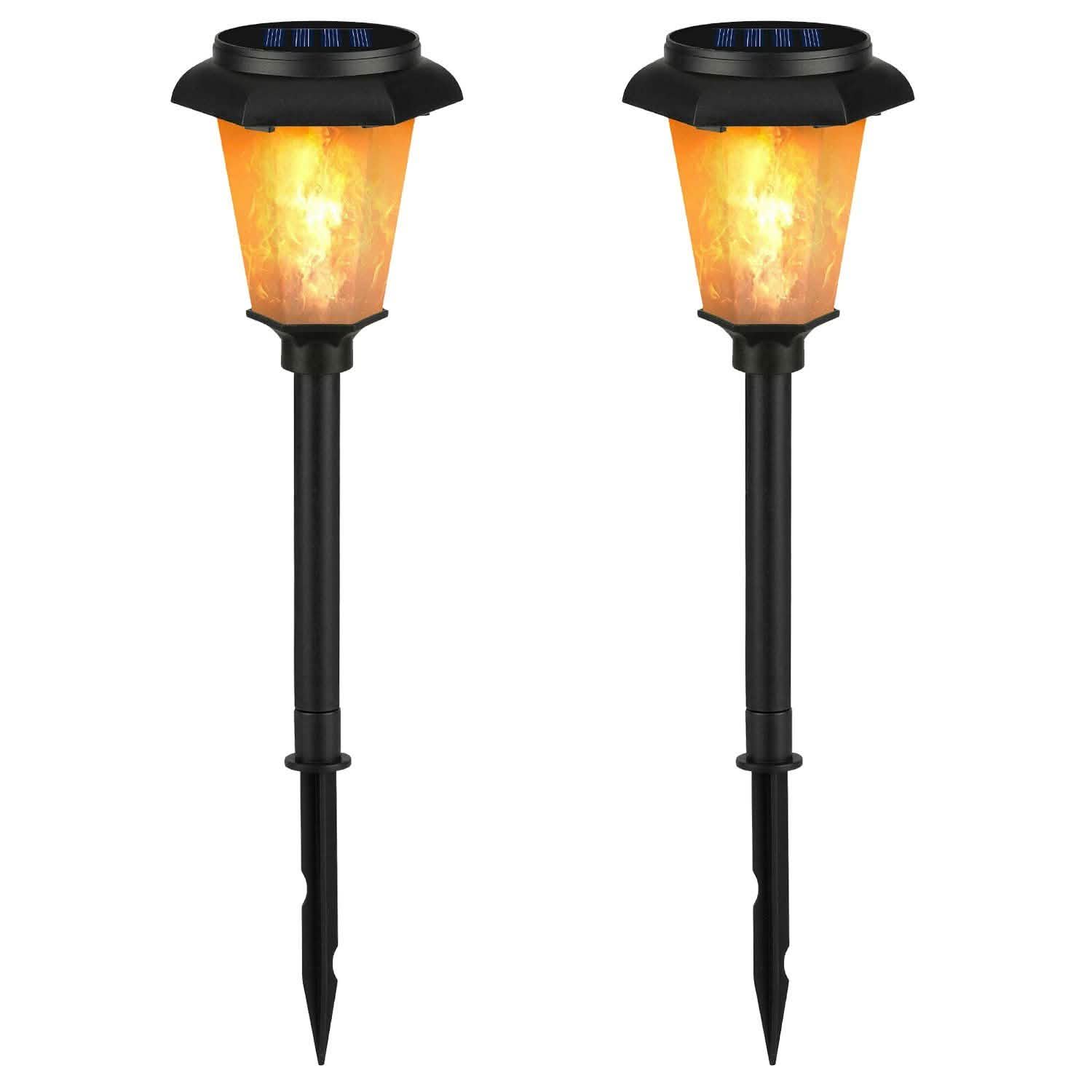 2-Piece: Solar Flame Torch Light Outdoor Lighting - Tophatter Daily Deals