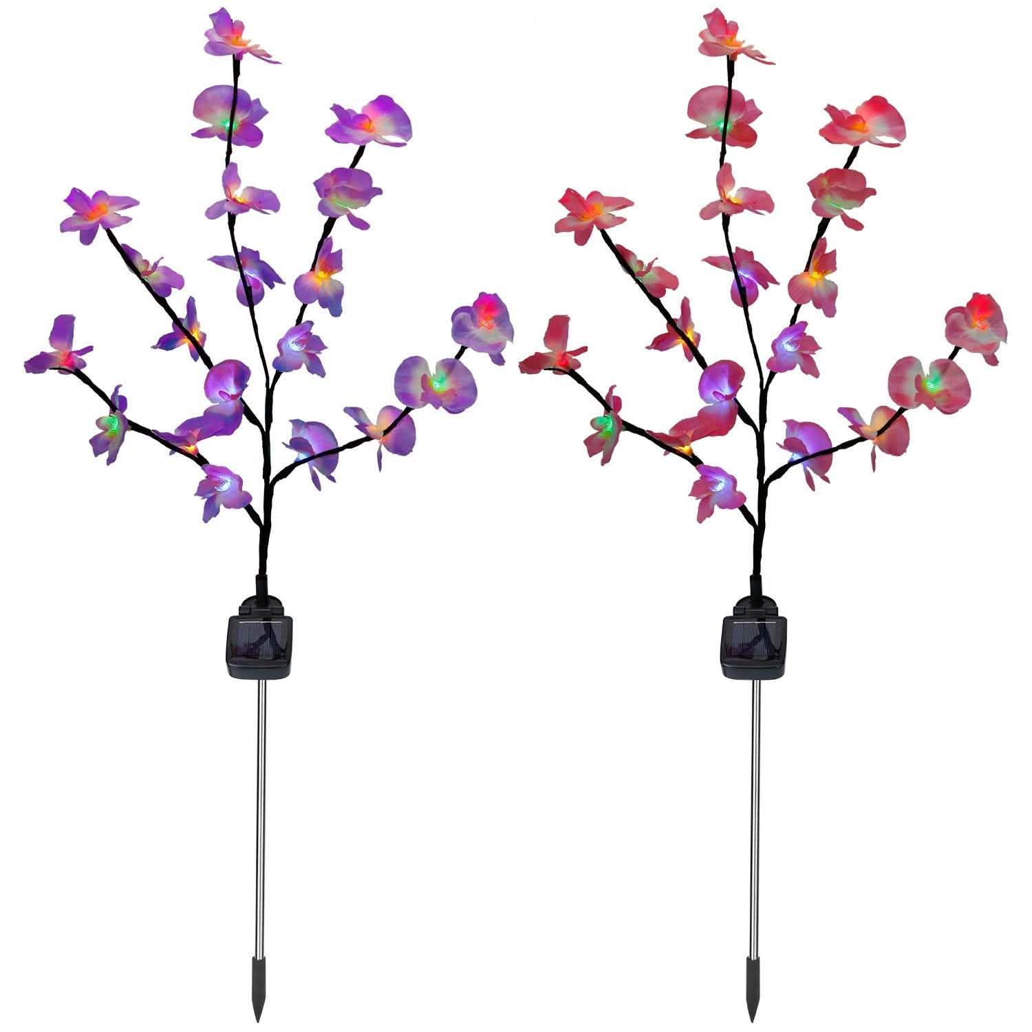2-Piece: Solar Powered Garden Light Orchid Garden & Patio - Tophatter Daily Deals
