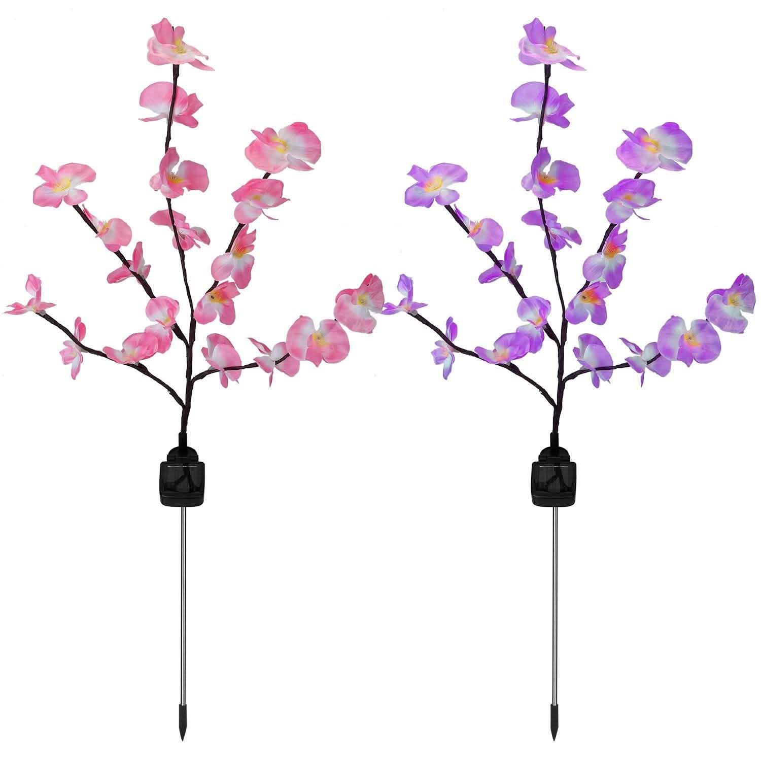 2-Piece: Solar Powered Garden Light Orchid Garden & Patio - Tophatter Daily Deals