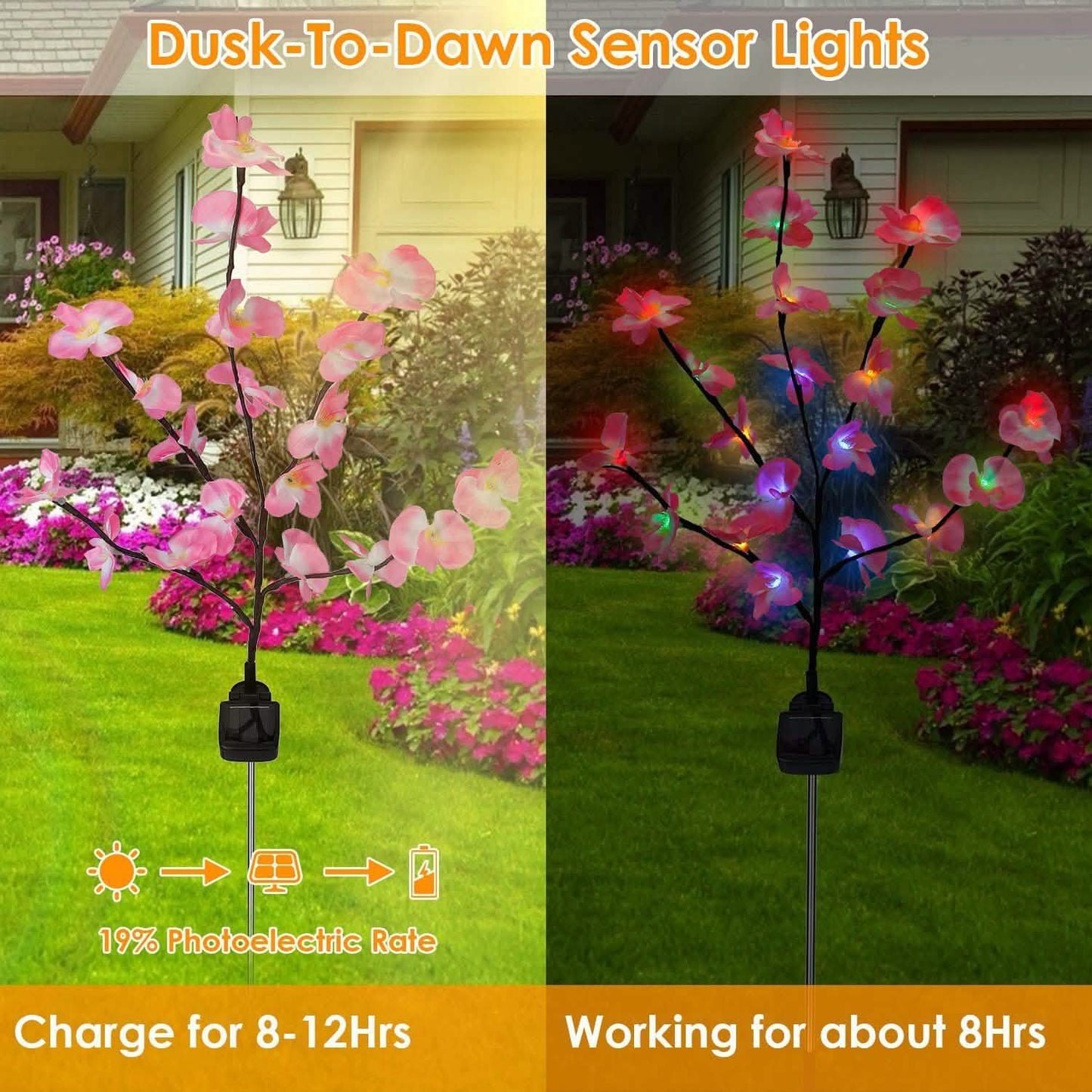 2-Piece: Solar Powered Garden Light Orchid Garden & Patio - Tophatter Daily Deals