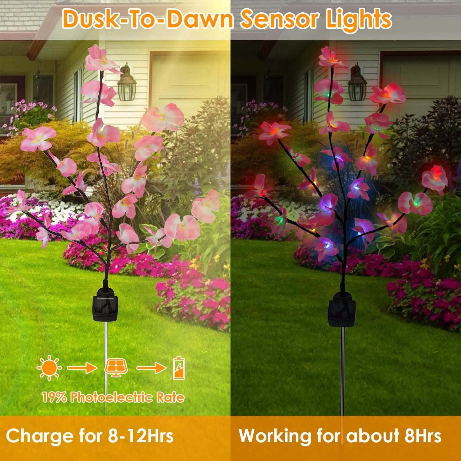 2-Piece: Solar Powered Garden Light Orchid Garden & Patio - Tophatter Daily Deals