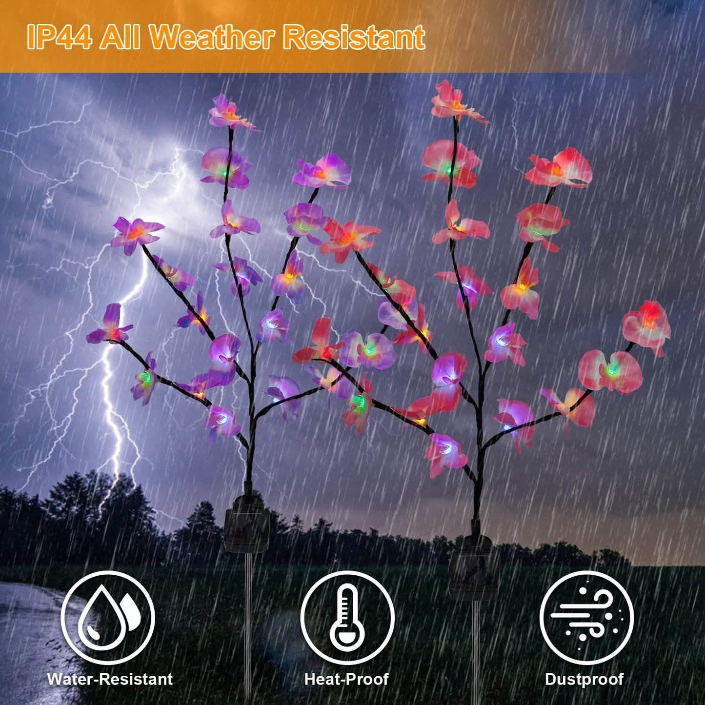 2-Piece: Solar Powered Garden Light Orchid Garden & Patio - Tophatter Daily Deals