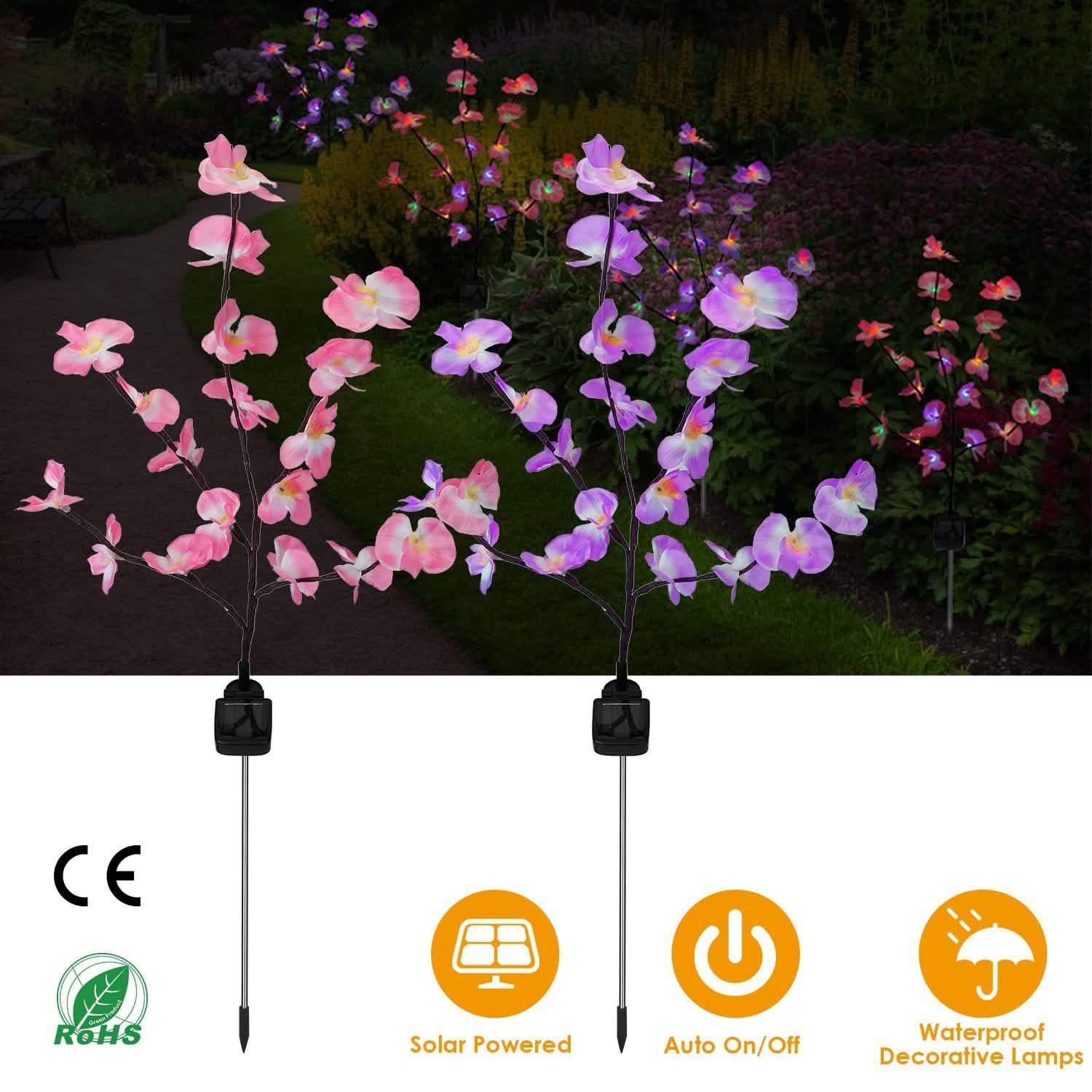 2-Piece: Solar Powered Garden Light Orchid Garden & Patio - Tophatter Daily Deals
