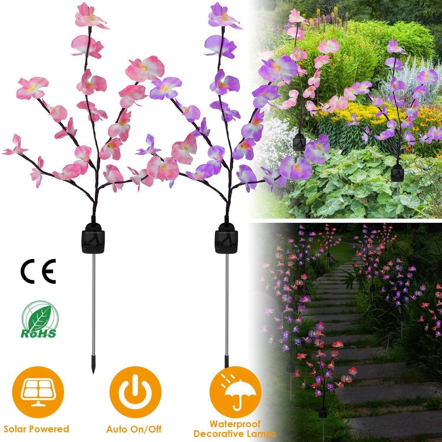 2-Piece: Solar Powered Garden Light Orchid Garden & Patio - Tophatter Daily Deals
