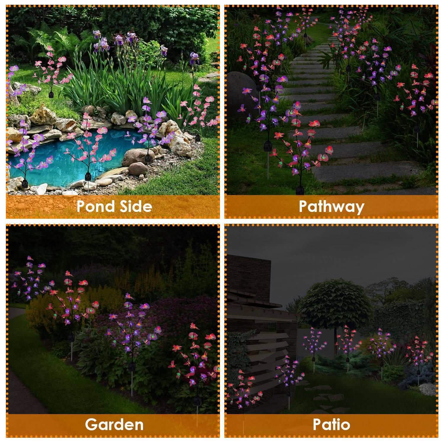 2-Piece: Solar Powered Garden Light Orchid Garden & Patio - Tophatter Daily Deals