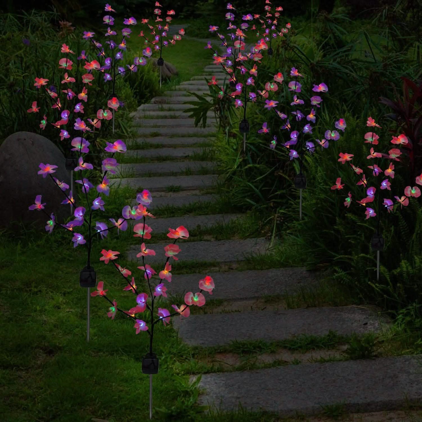 2-Piece: Solar Powered Garden Light Orchid Garden & Patio - Tophatter Daily Deals