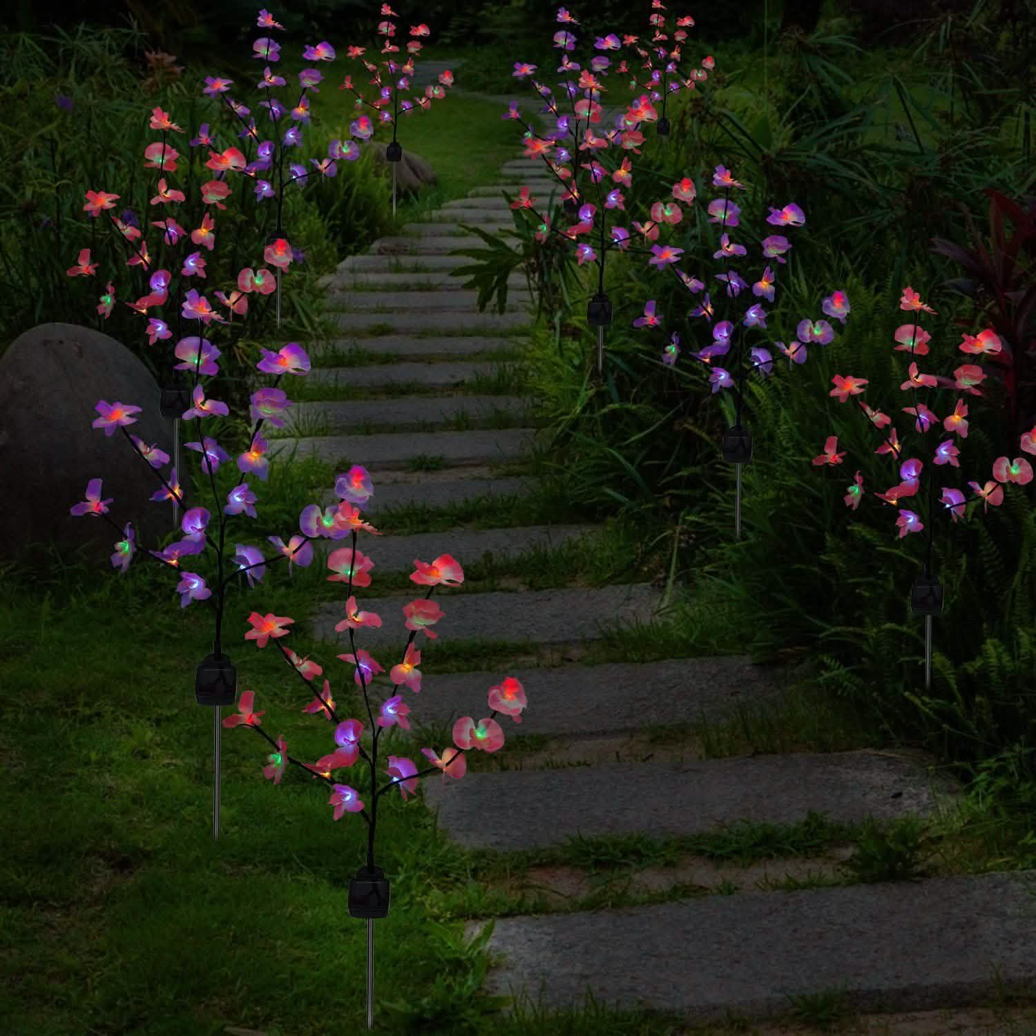 2-Piece: Solar Powered Garden Light Orchid Garden & Patio - Tophatter Daily Deals