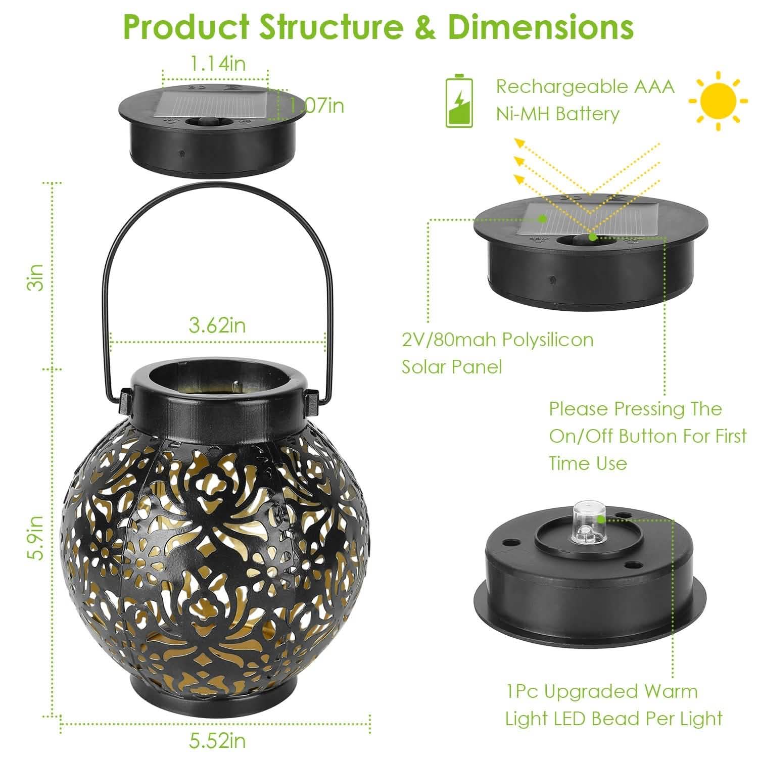 2-Piece: Solar Powered Hanging Lights Outdoor Lighting - Tophatter Daily Deals